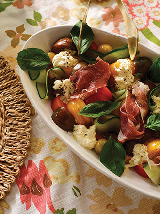 Mouthwatering Burrata, Prosciutto & Basil Salad