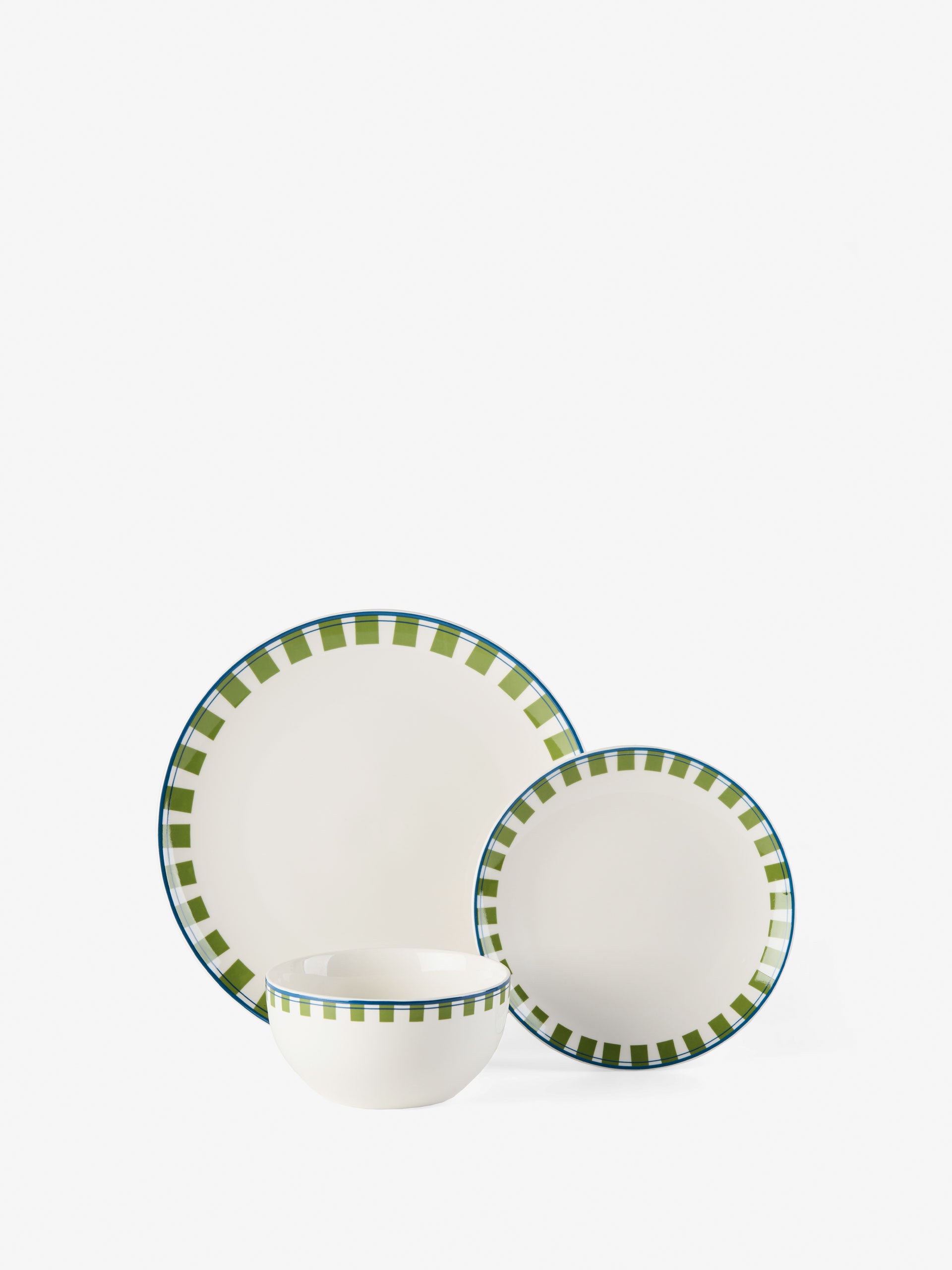 Winnie Blue-Green 12-Piece Dinner Set
