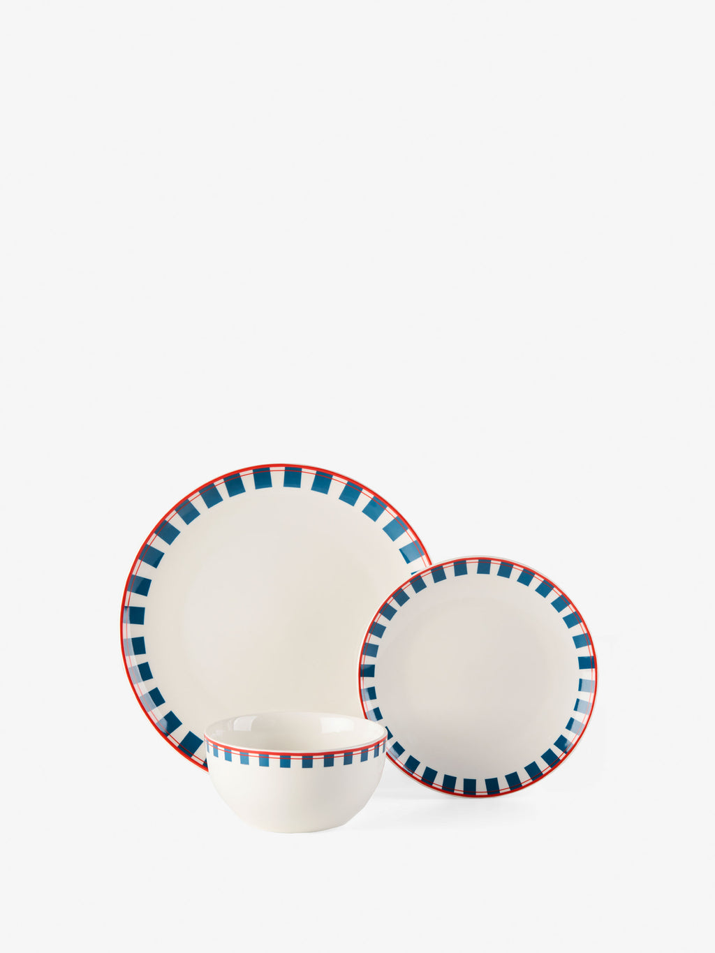 Winnie Red-Blue 12-Piece Dinner Set