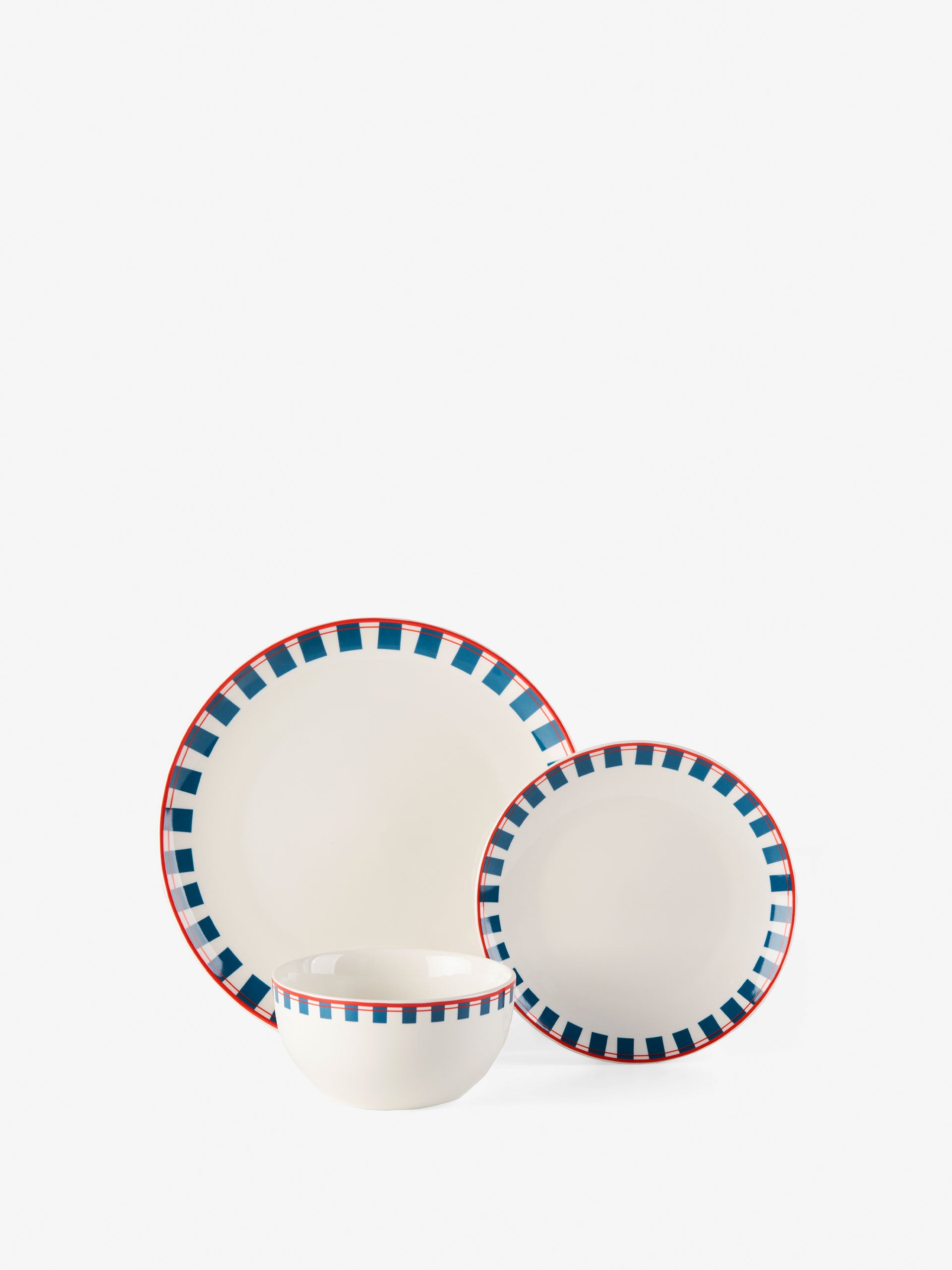 Winnie Red-Blue 12-Piece Dinner Set