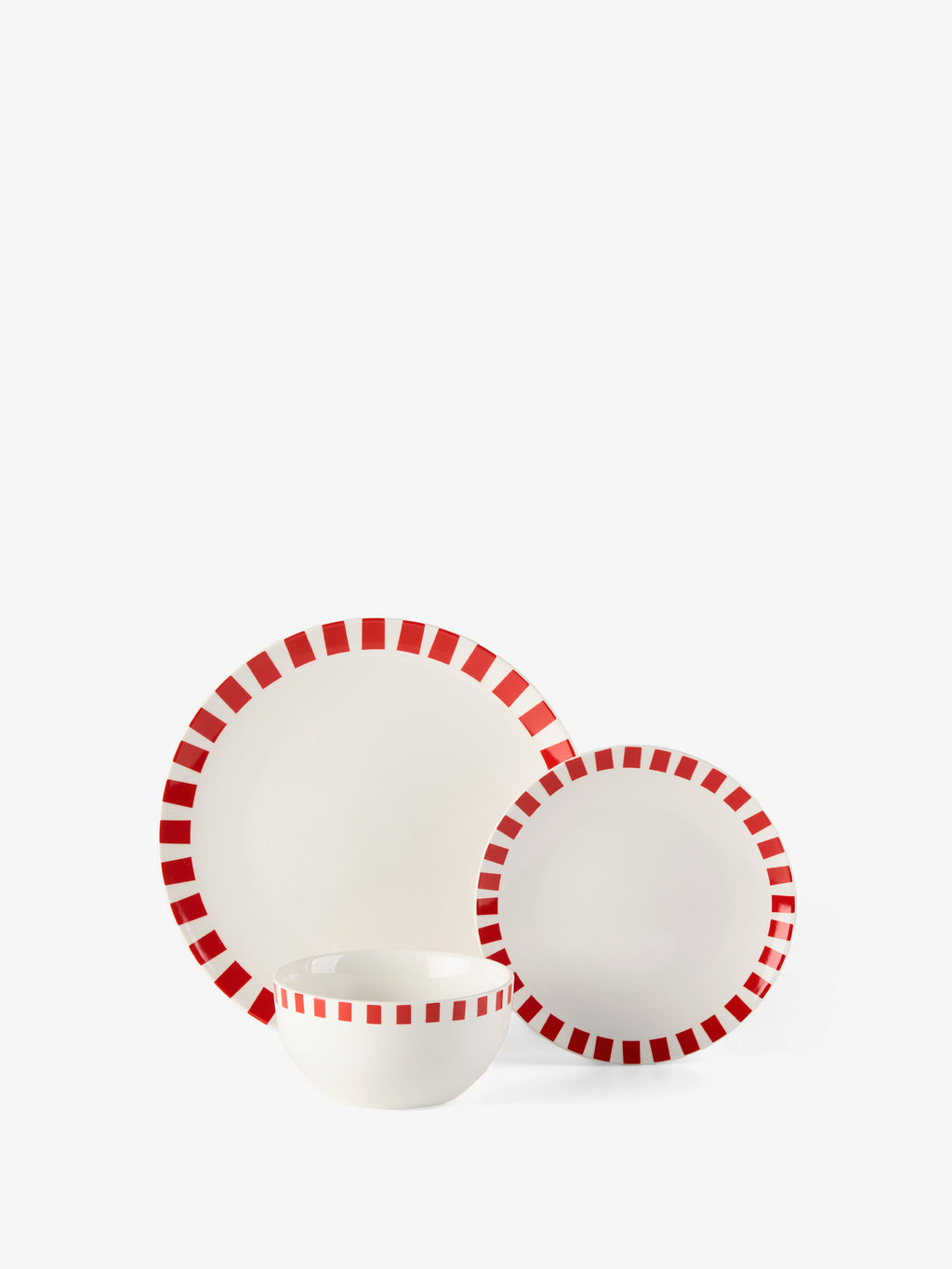 Winnie Red-White 12-Piece Dinner Set