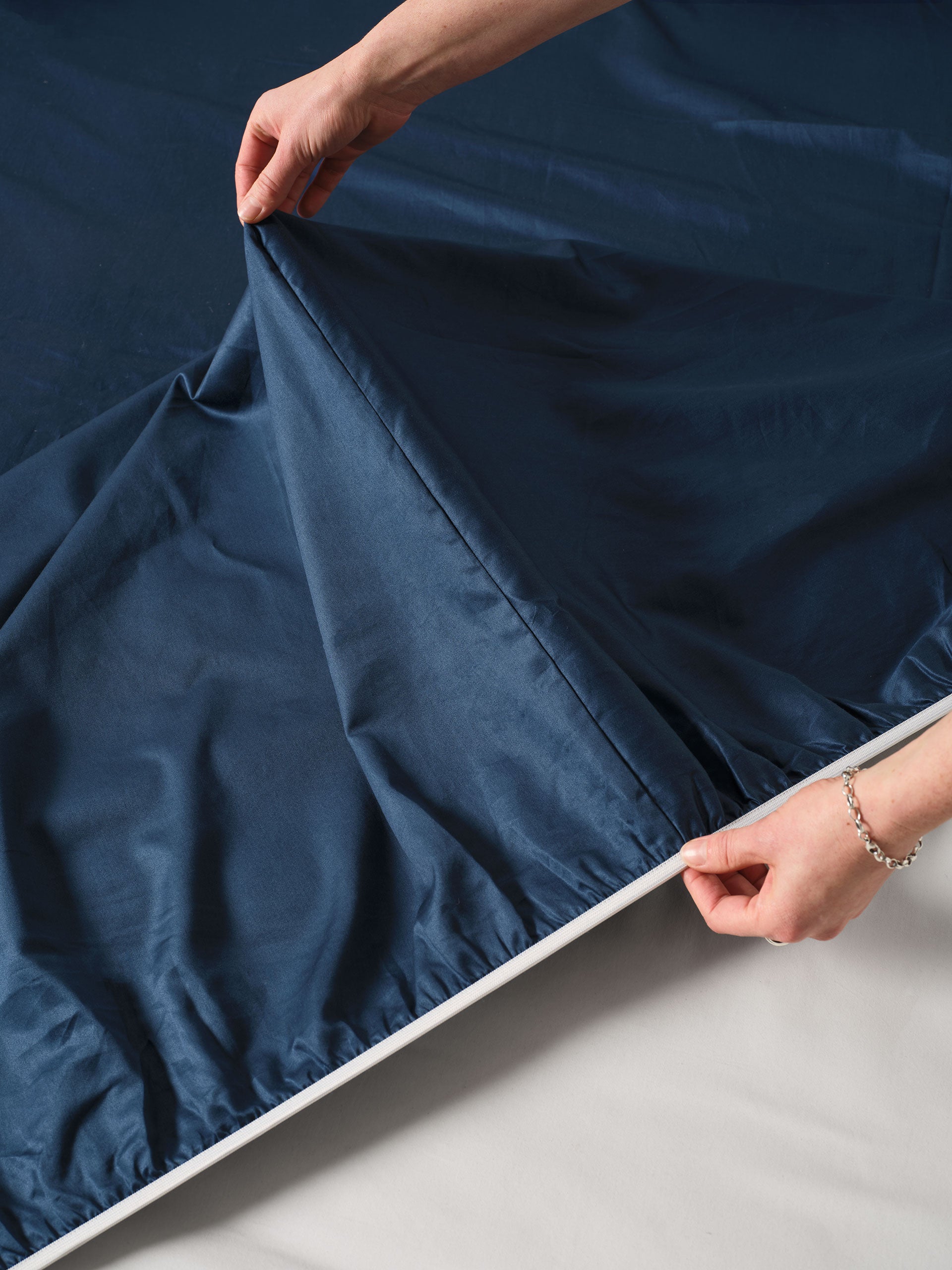 Augusta Navy Fitted Sheet 50cm