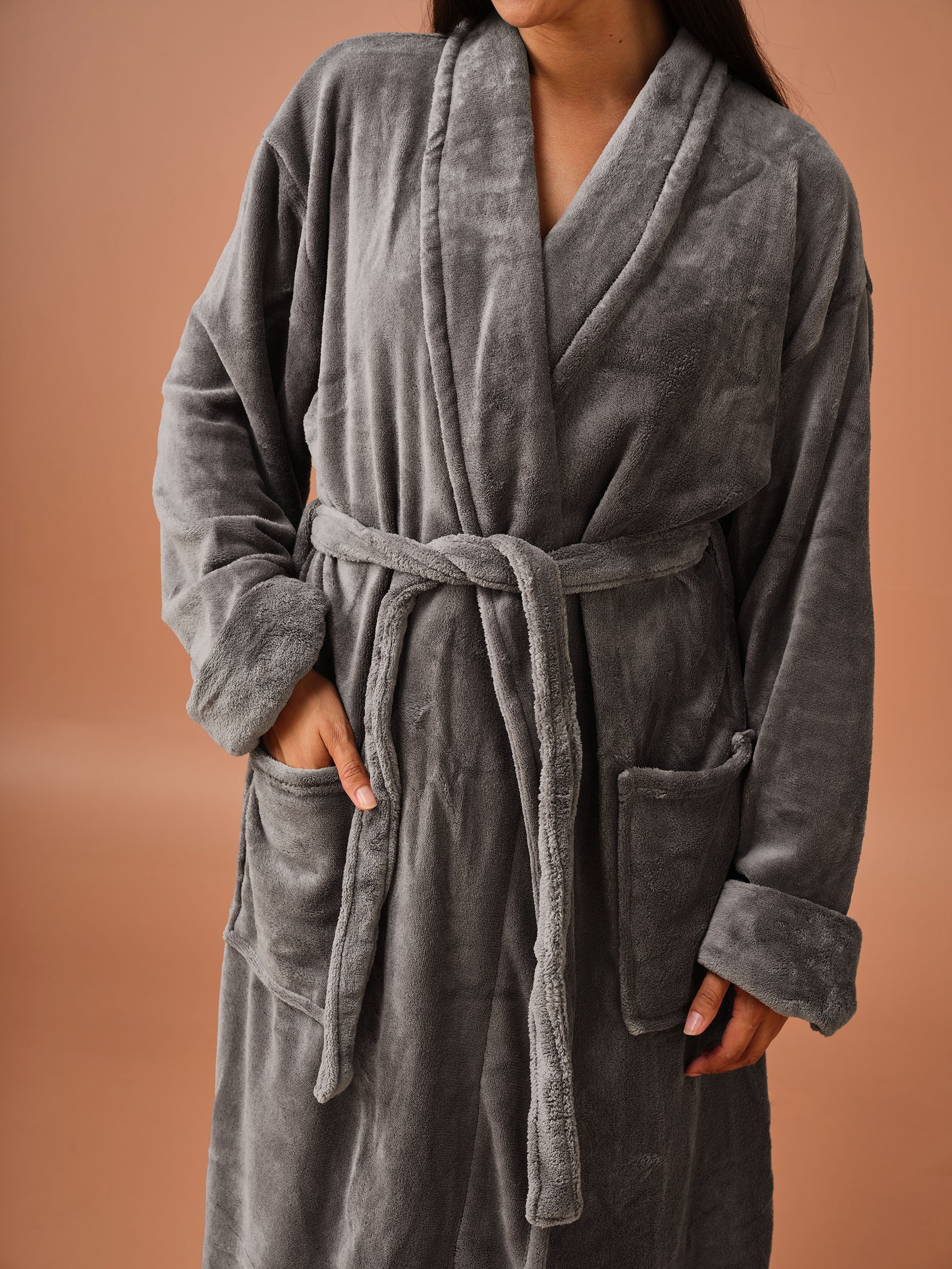 Plush Charcoal Robe