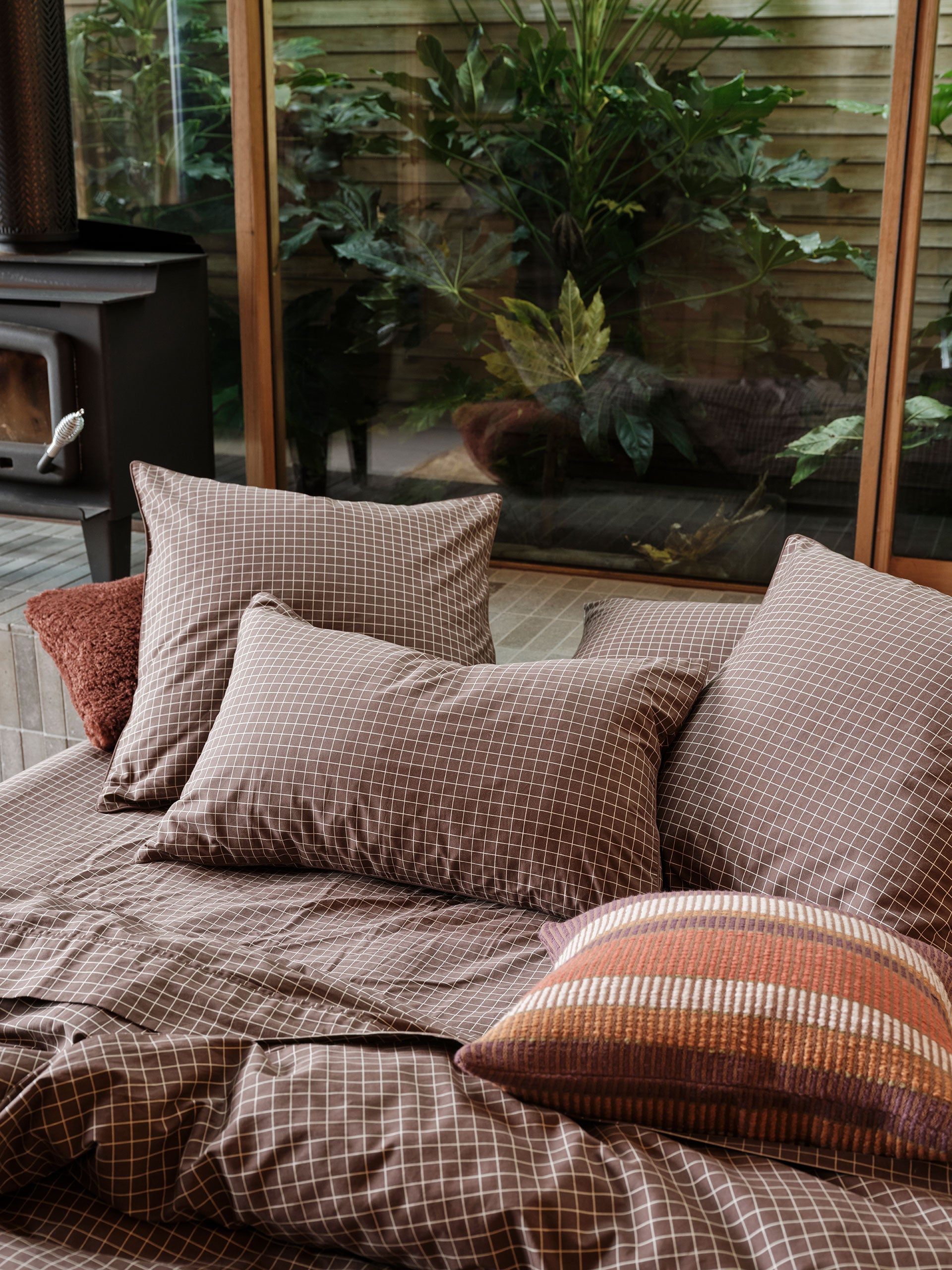 Volley Check Chocolate European Pillowcase