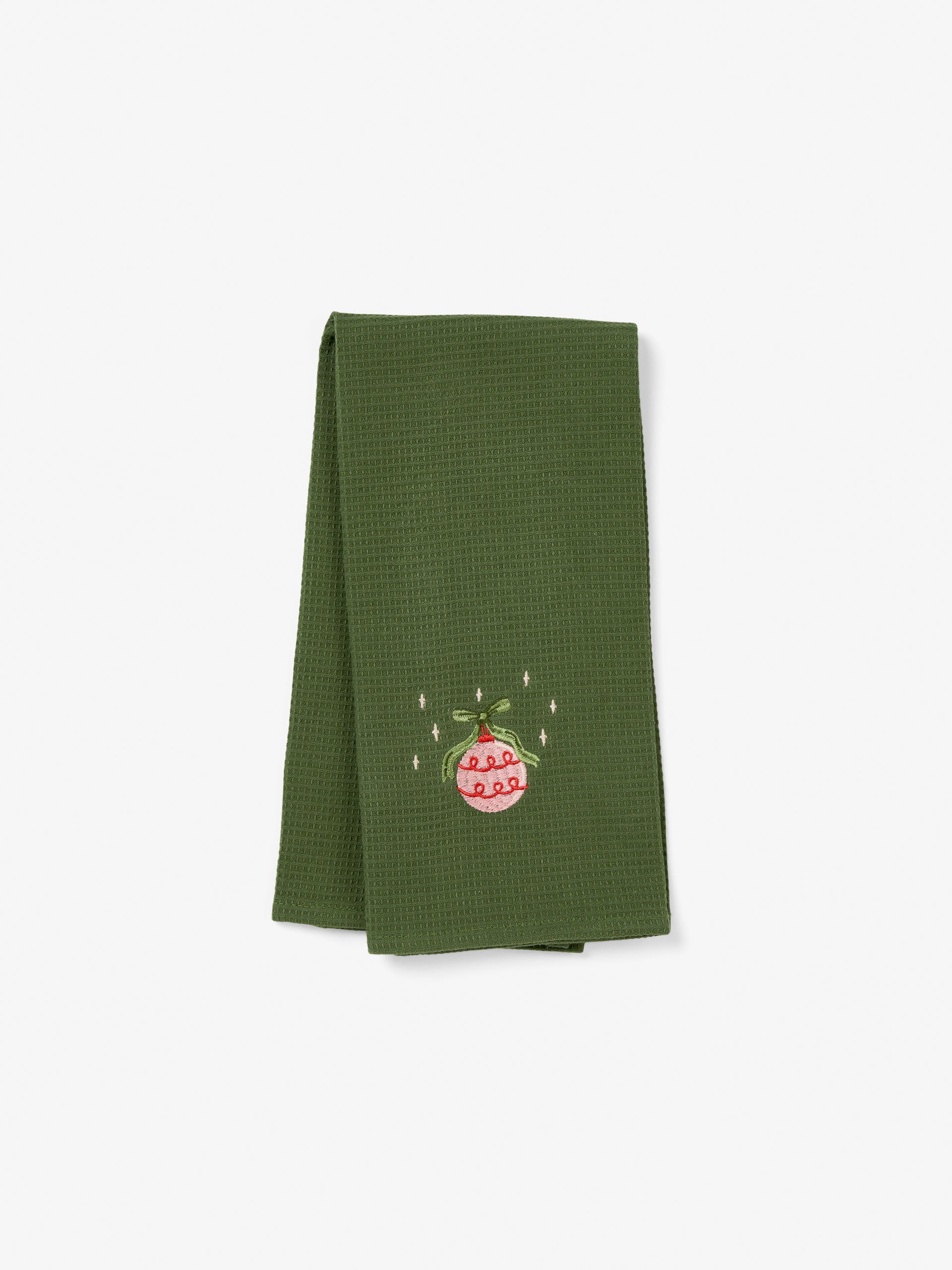 Bauble Embroidered Tea Towel
