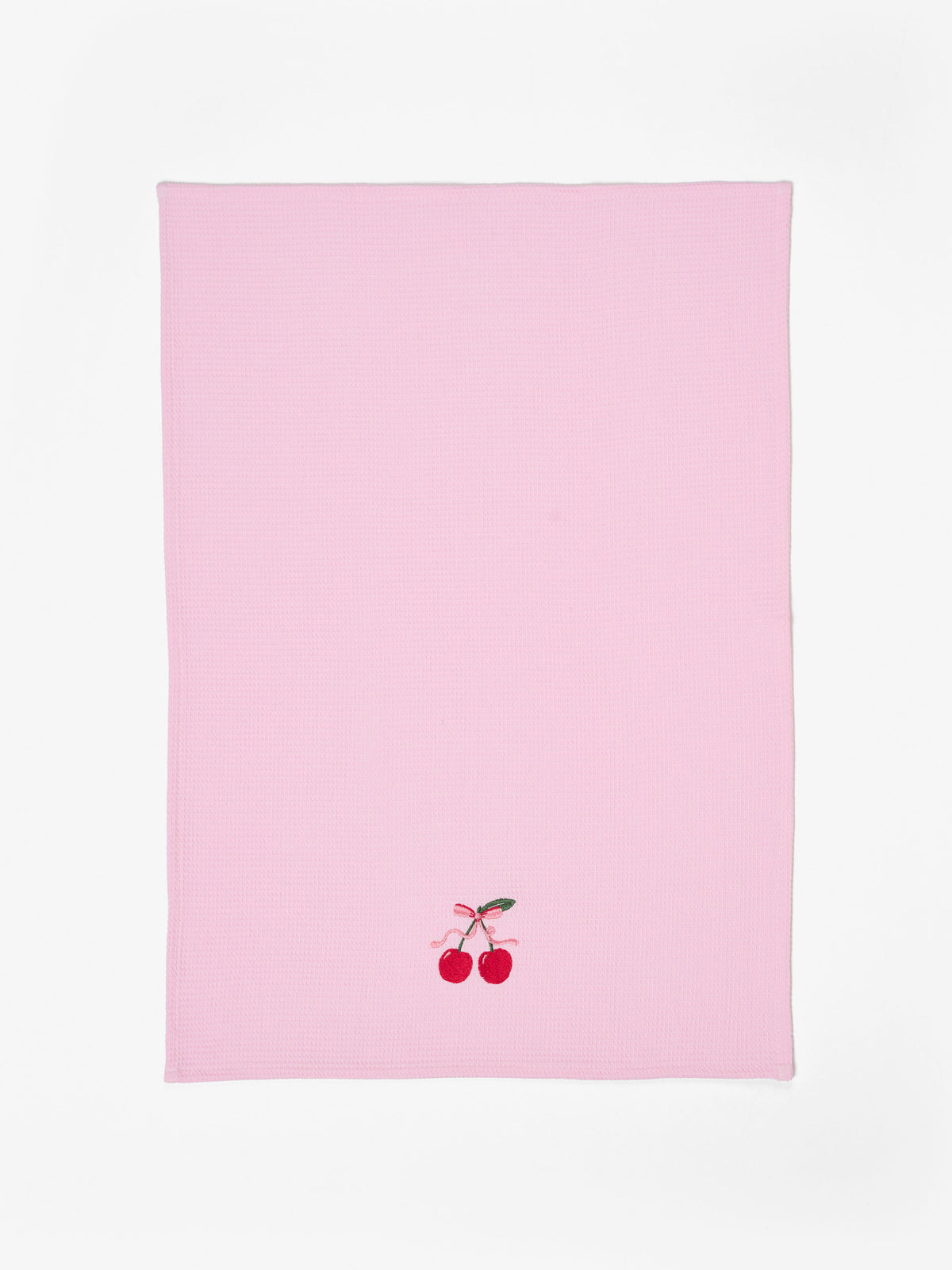 Cherry Embroidered Tea Towel