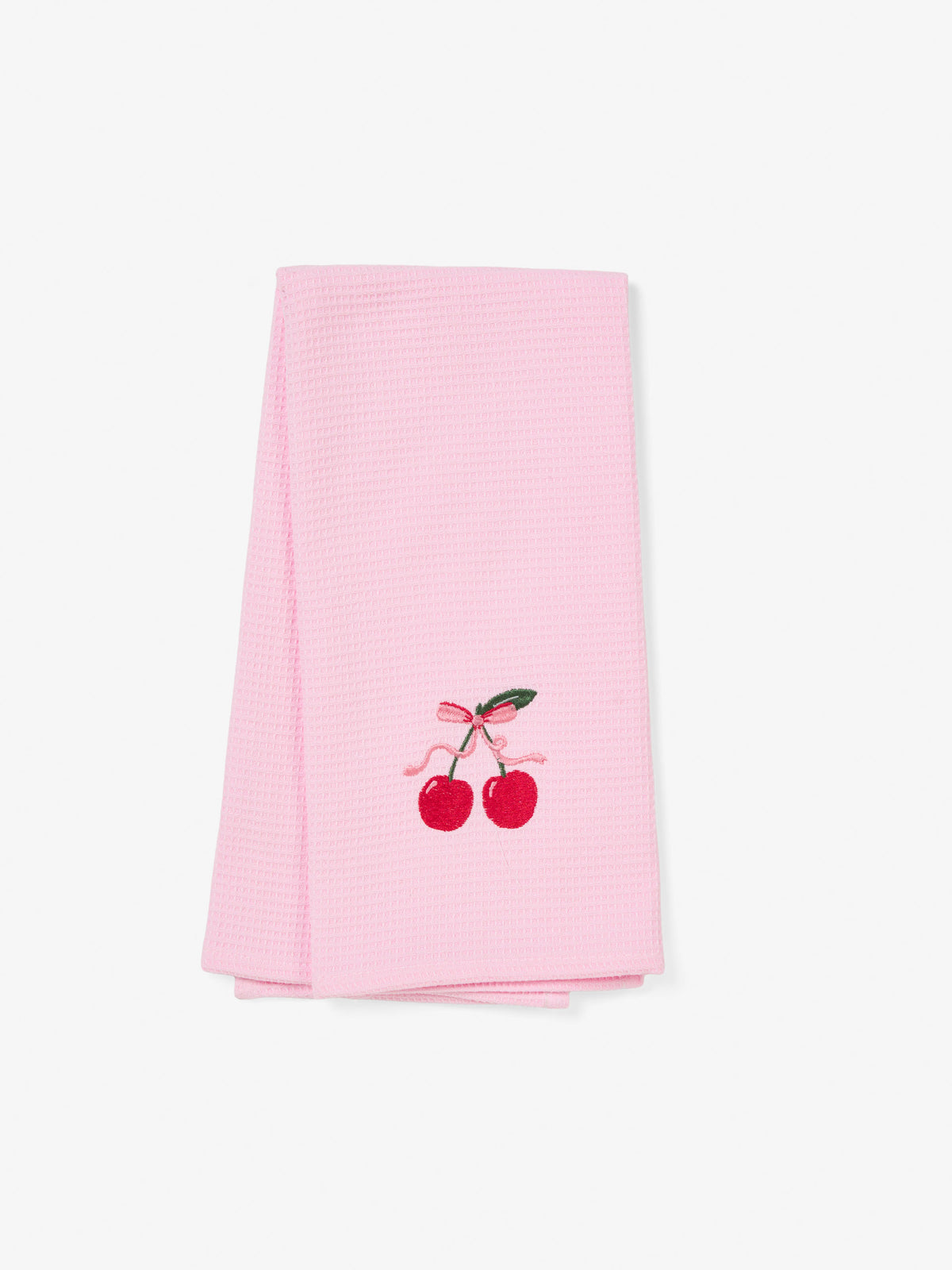 Cherry Embroidered Tea Towel