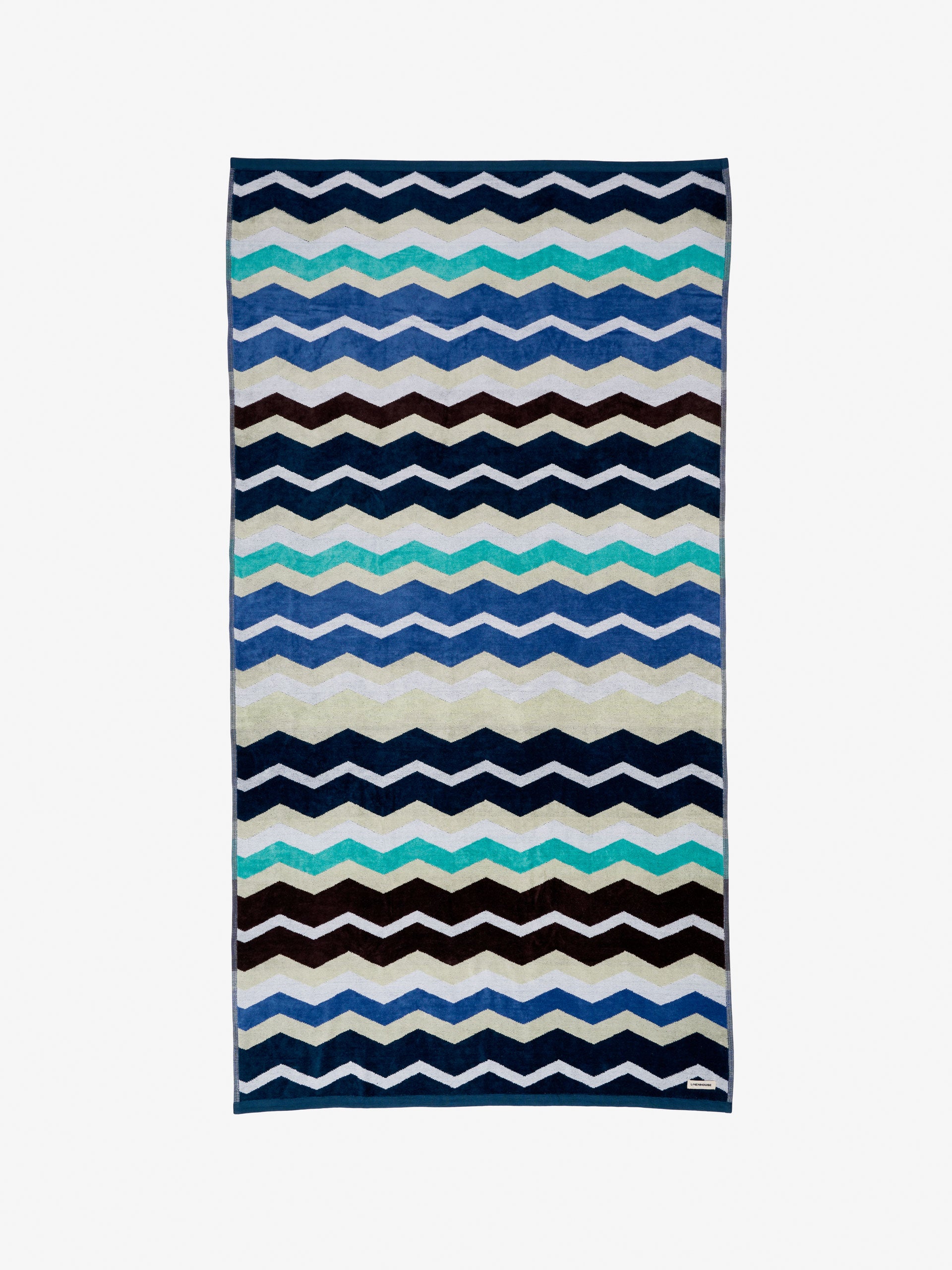 Chevron Stripe Blue Beach Towel