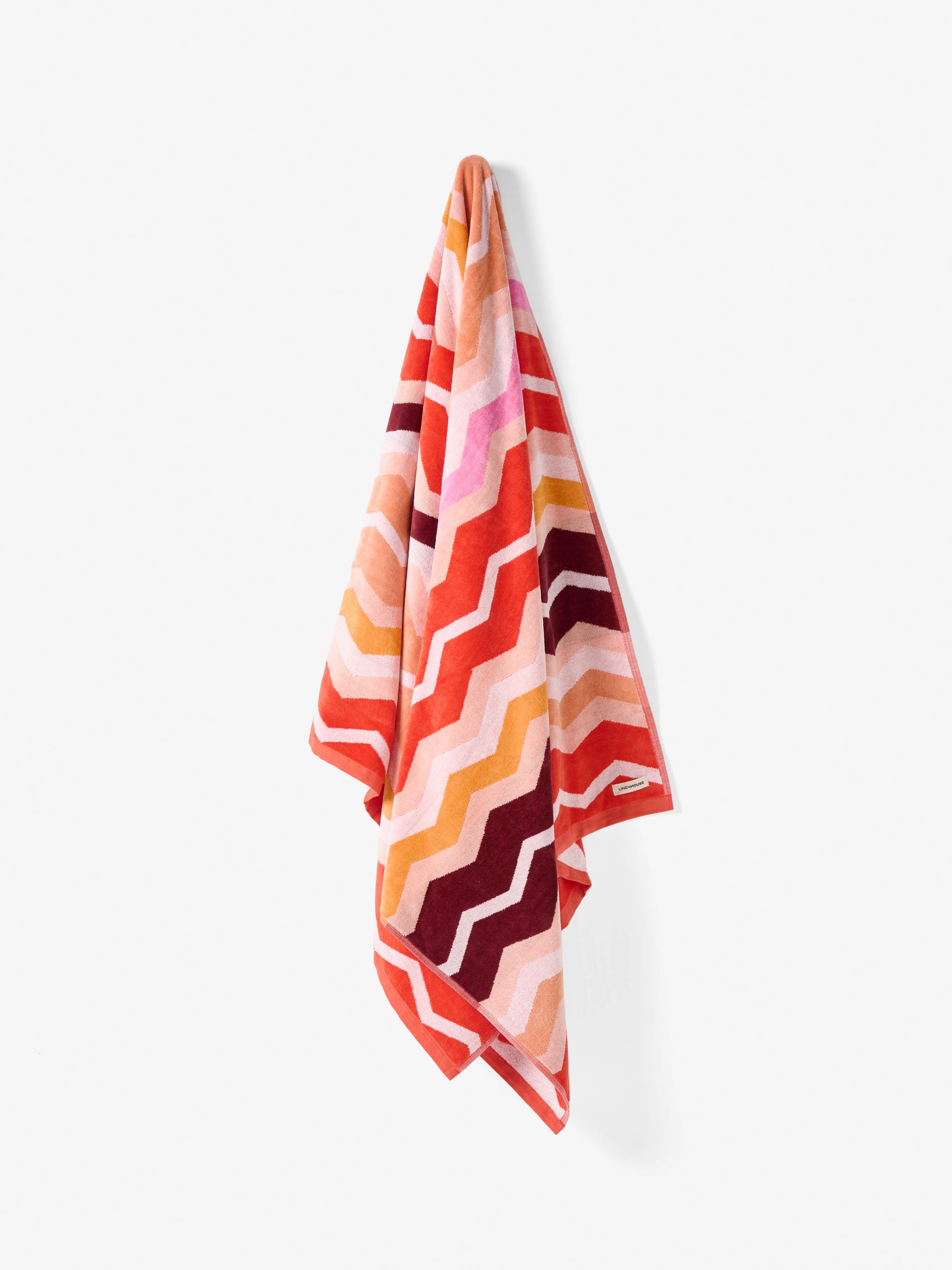 Chevron Stripe Coral Beach Towel