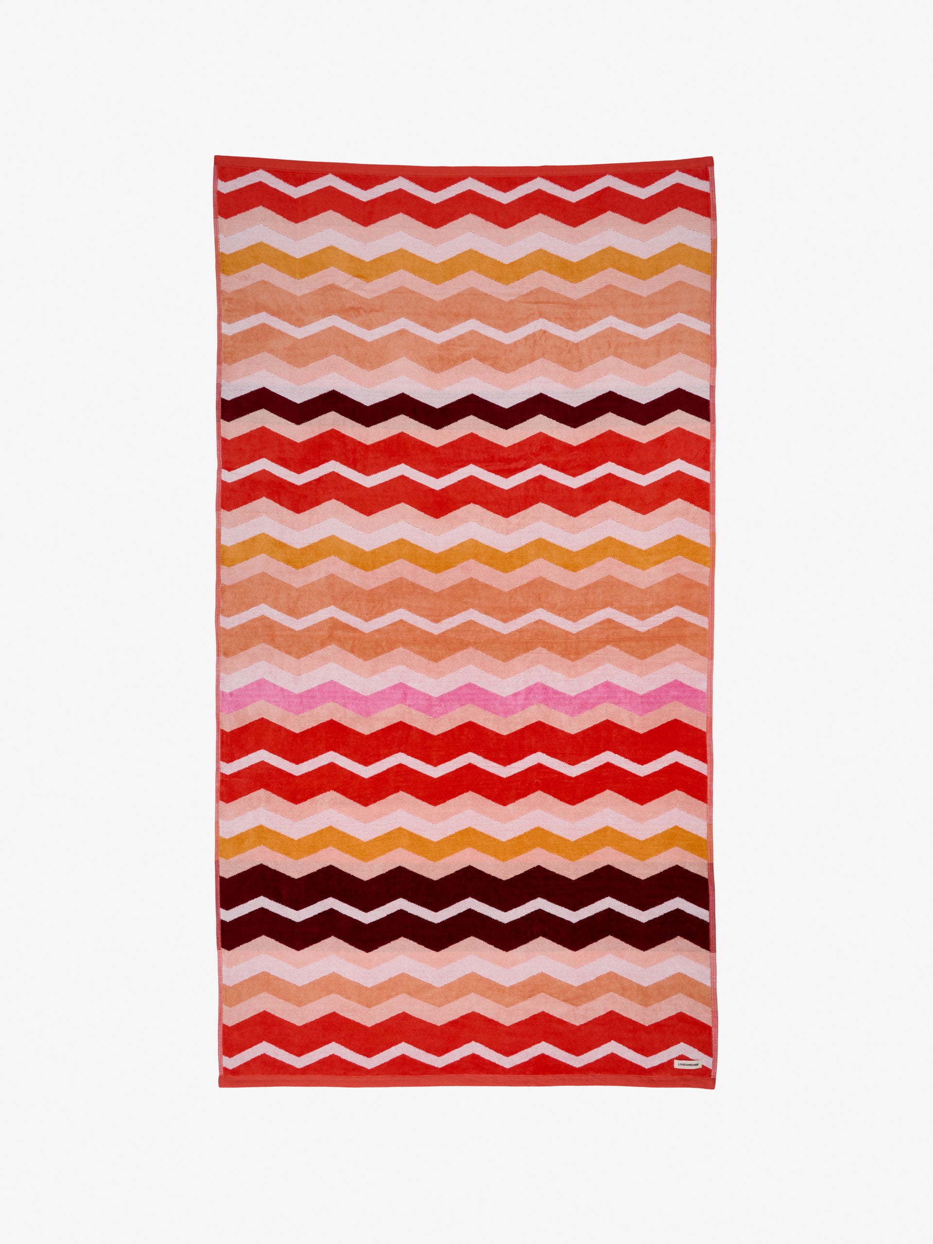 Chevron Stripe Coral Beach Towel