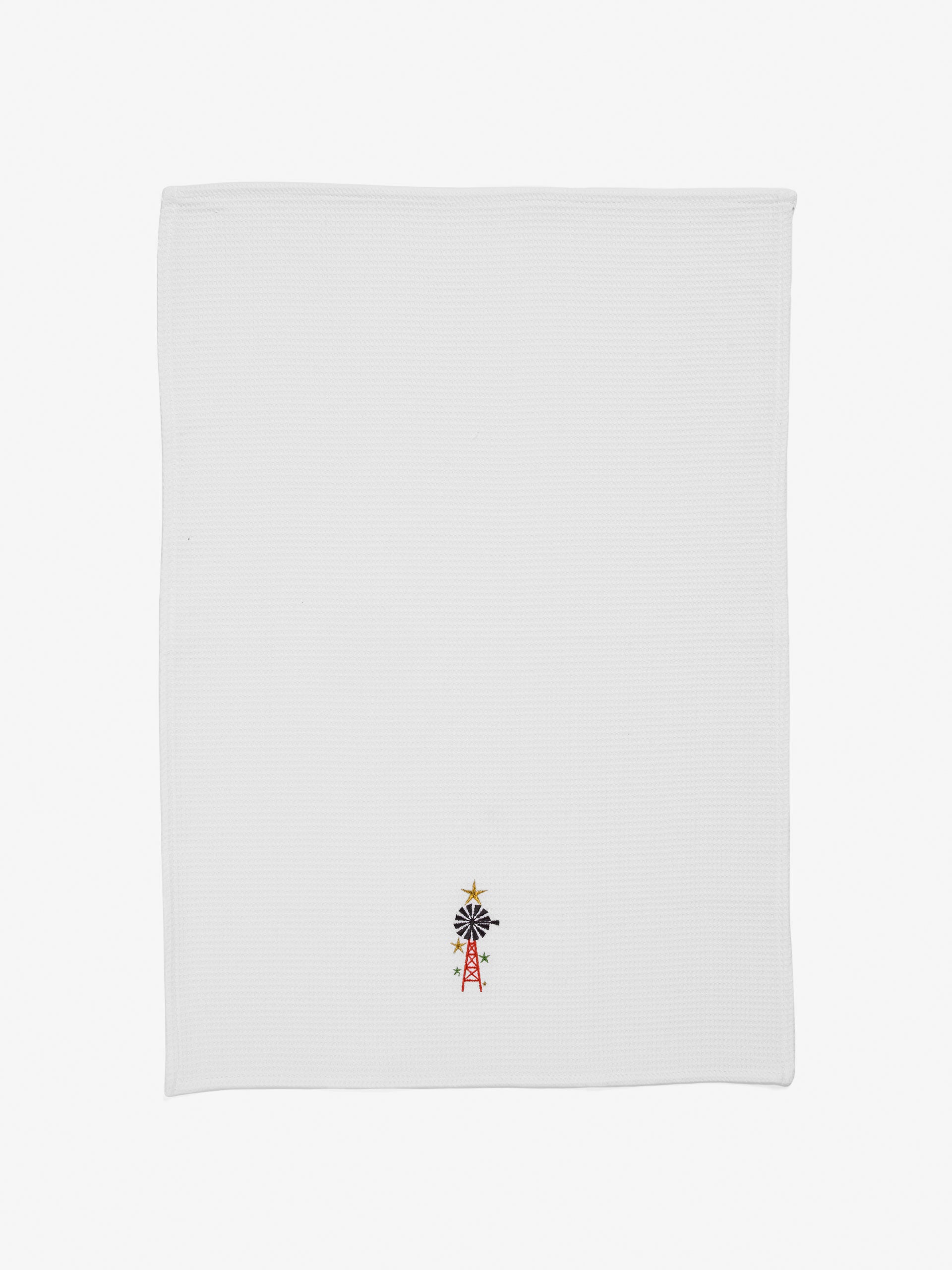 Windy Windmill Embroidered Tea Towel
