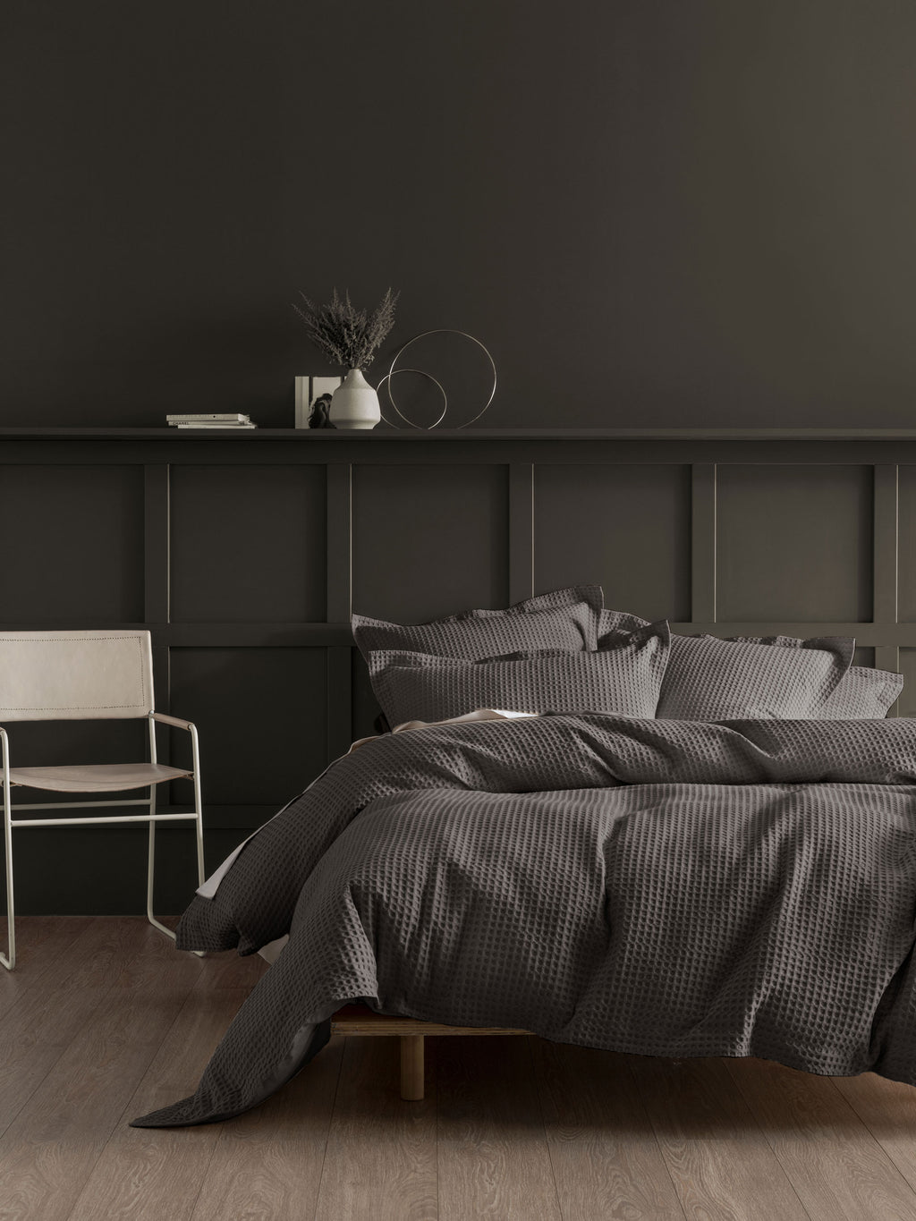Deluxe Waffle Charcoal European Pillowcase
