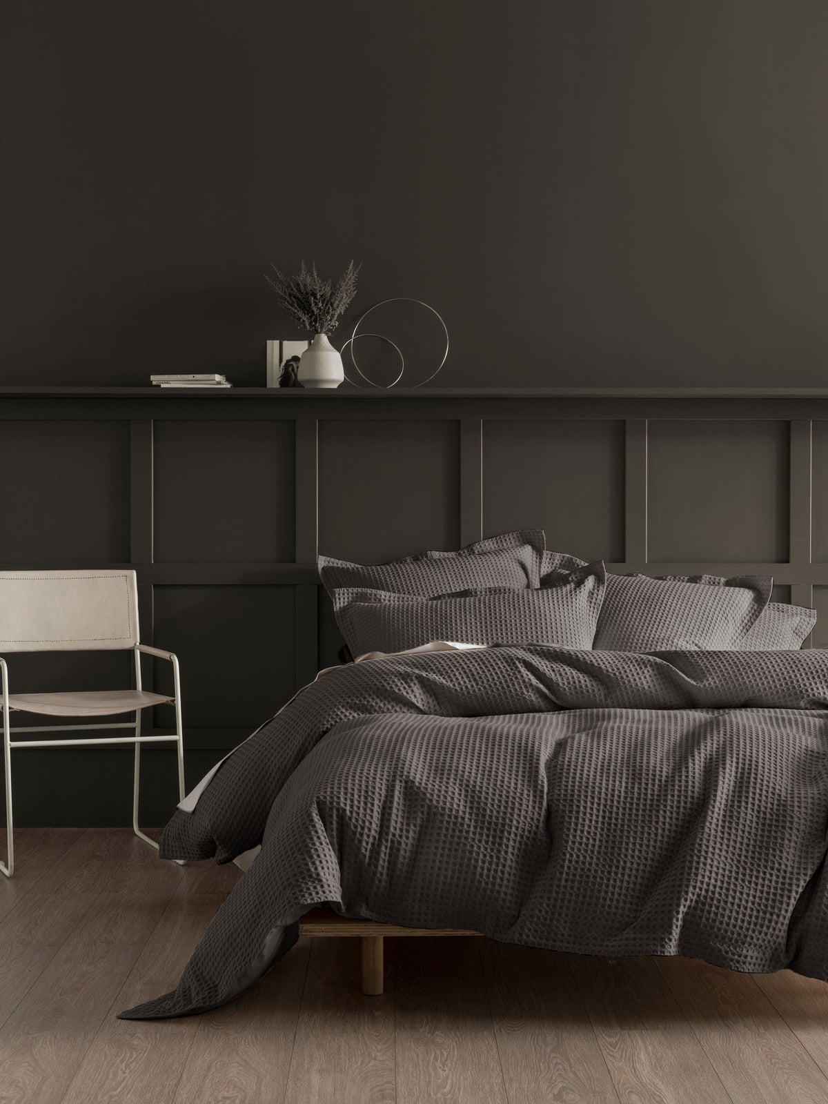 Deluxe Waffle Charcoal European Pillowcase