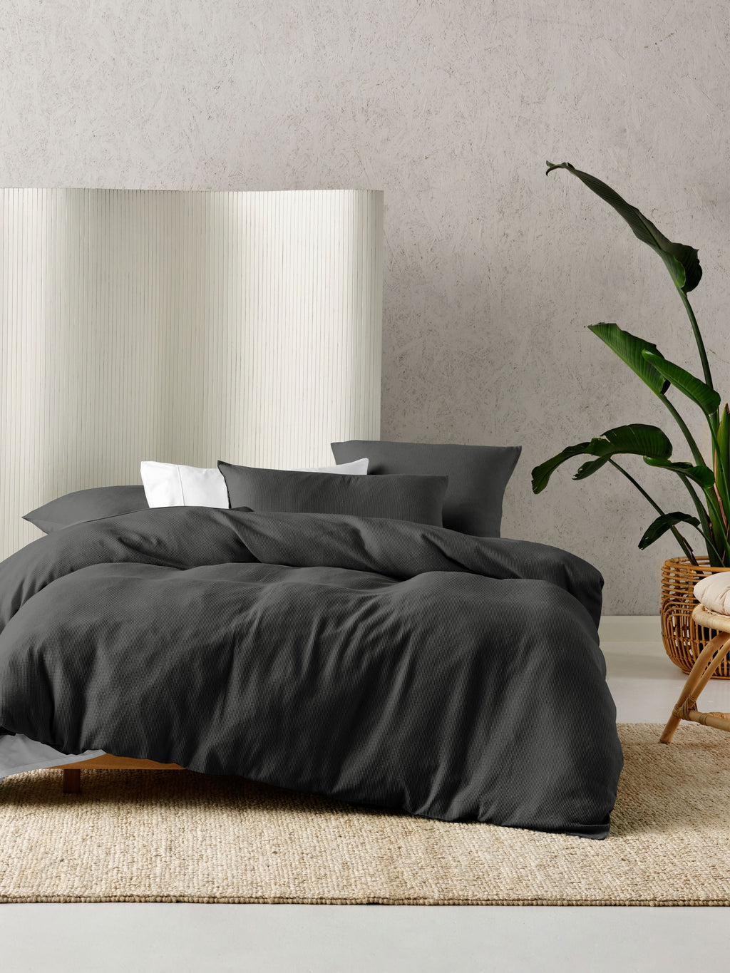 Micro Waffle Charcoal European Pillowcase