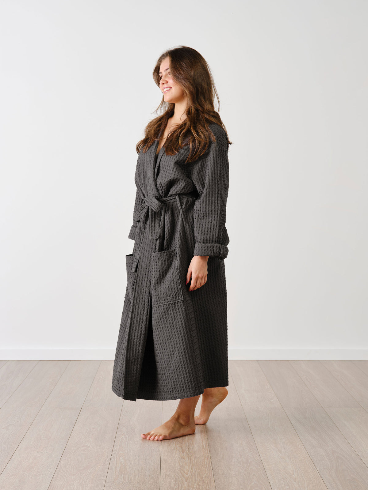 Keaton Charcoal Waffle Robe