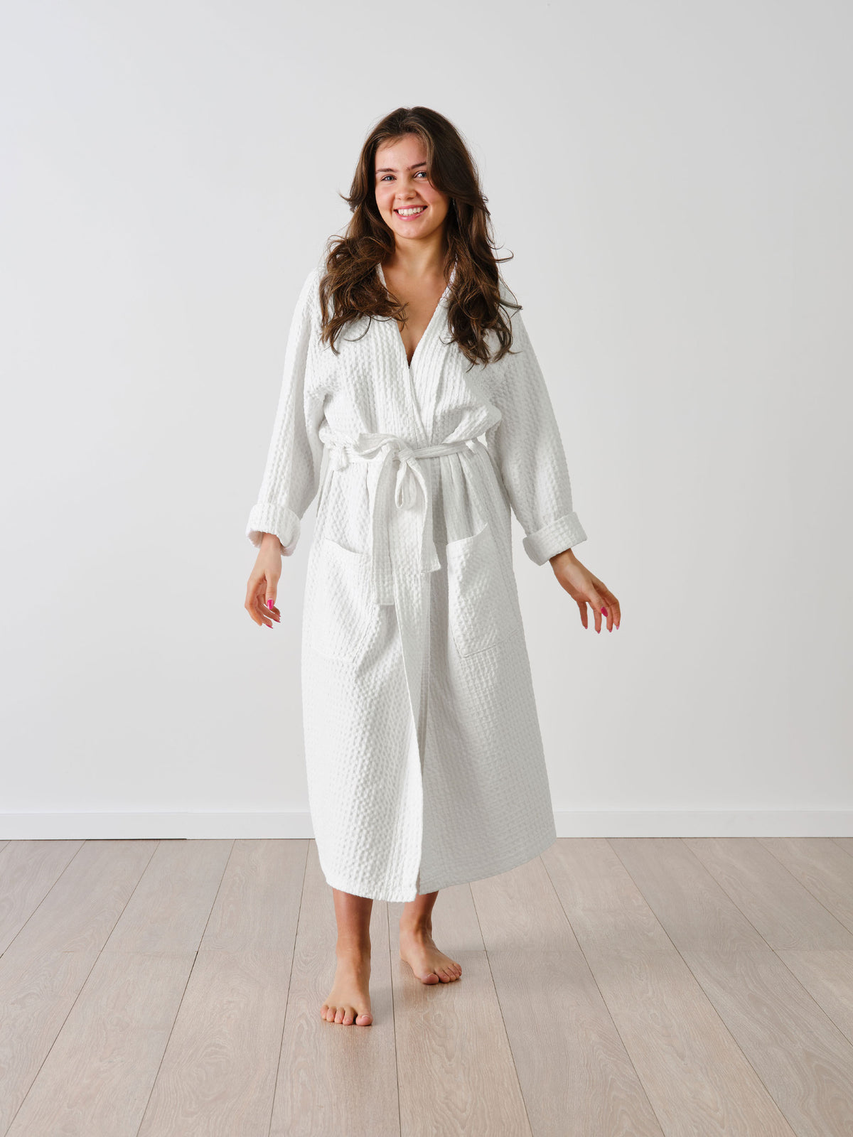 Keaton White Waffle Robe