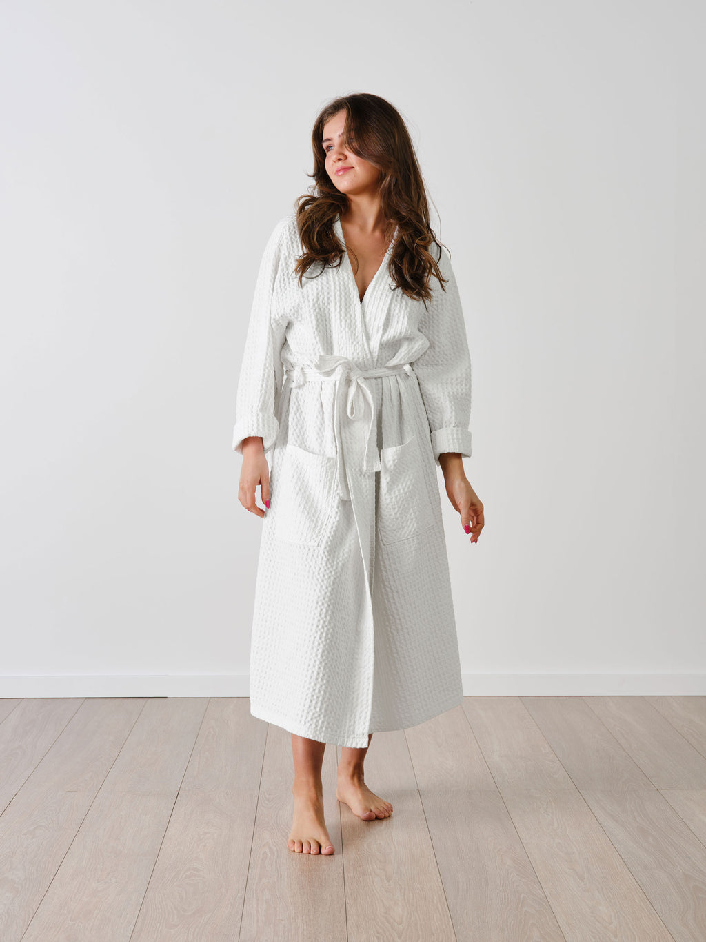 Keaton White Waffle Robe