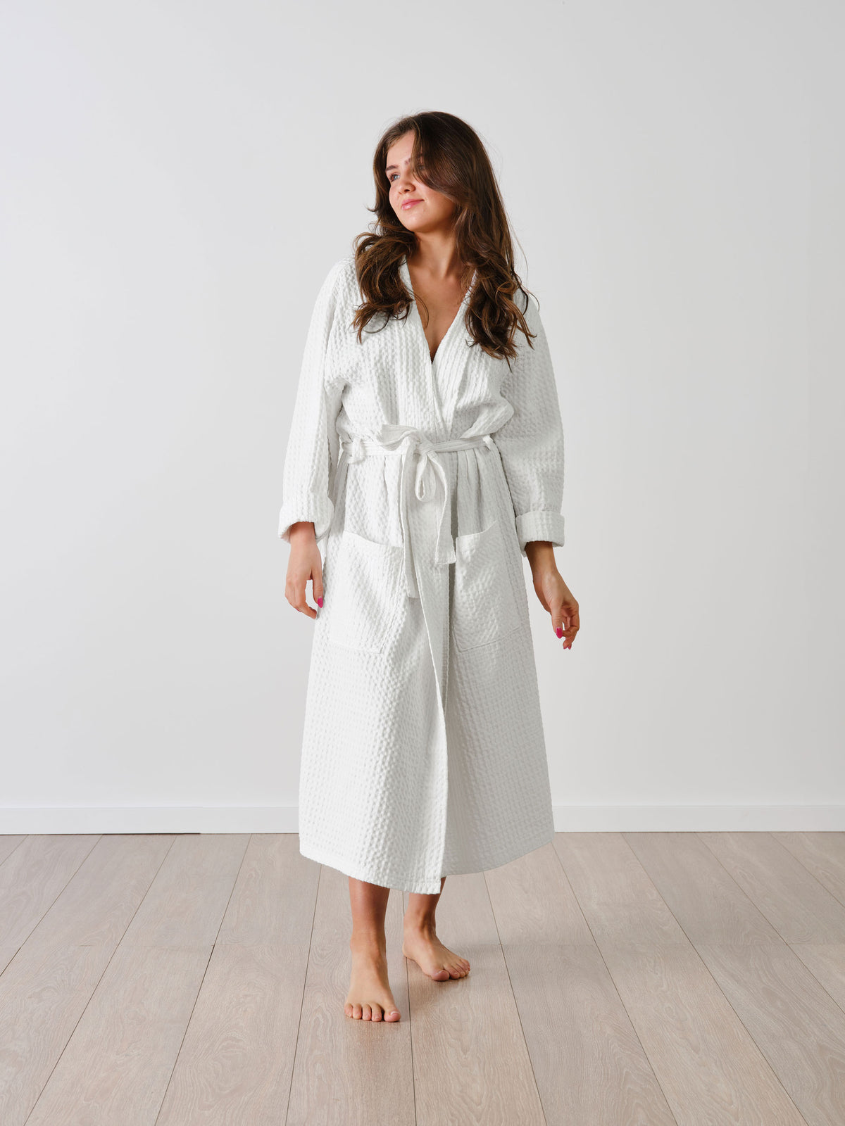 Keaton White Waffle Robe