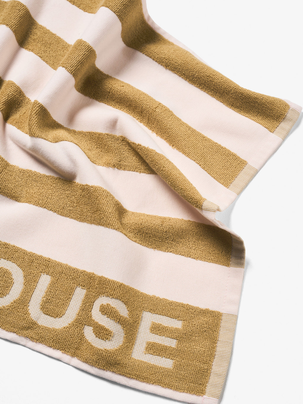 Logo Ochre Stripe Tea Towel