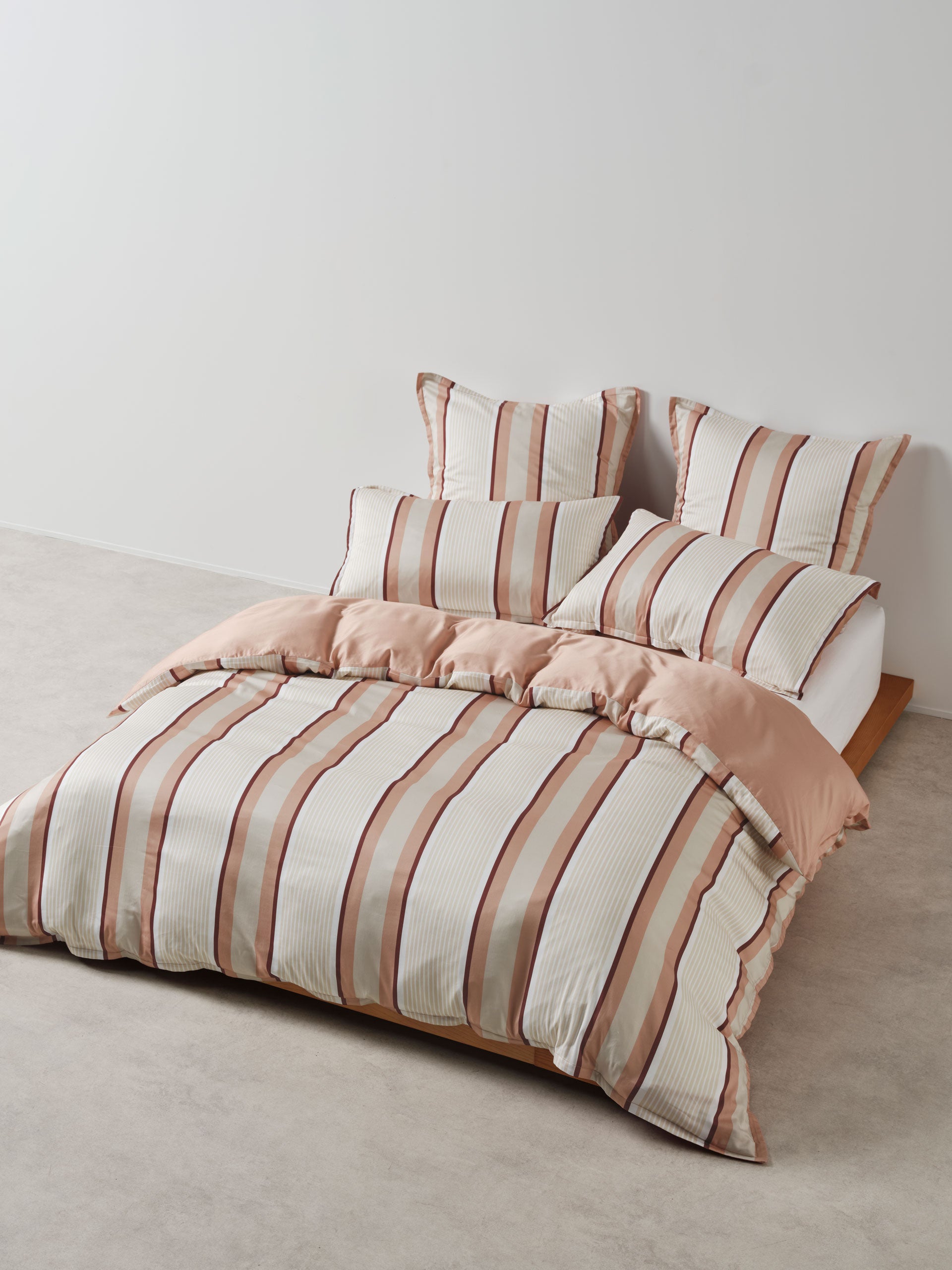 Nara Stripe Clay Quilt Cover Set