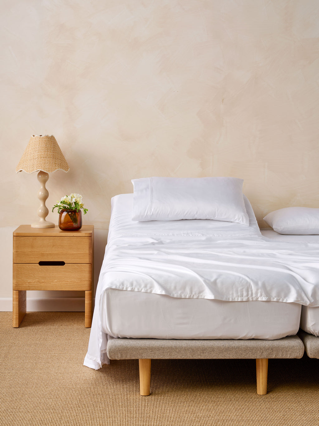 Nara Split King Sheet Set | White