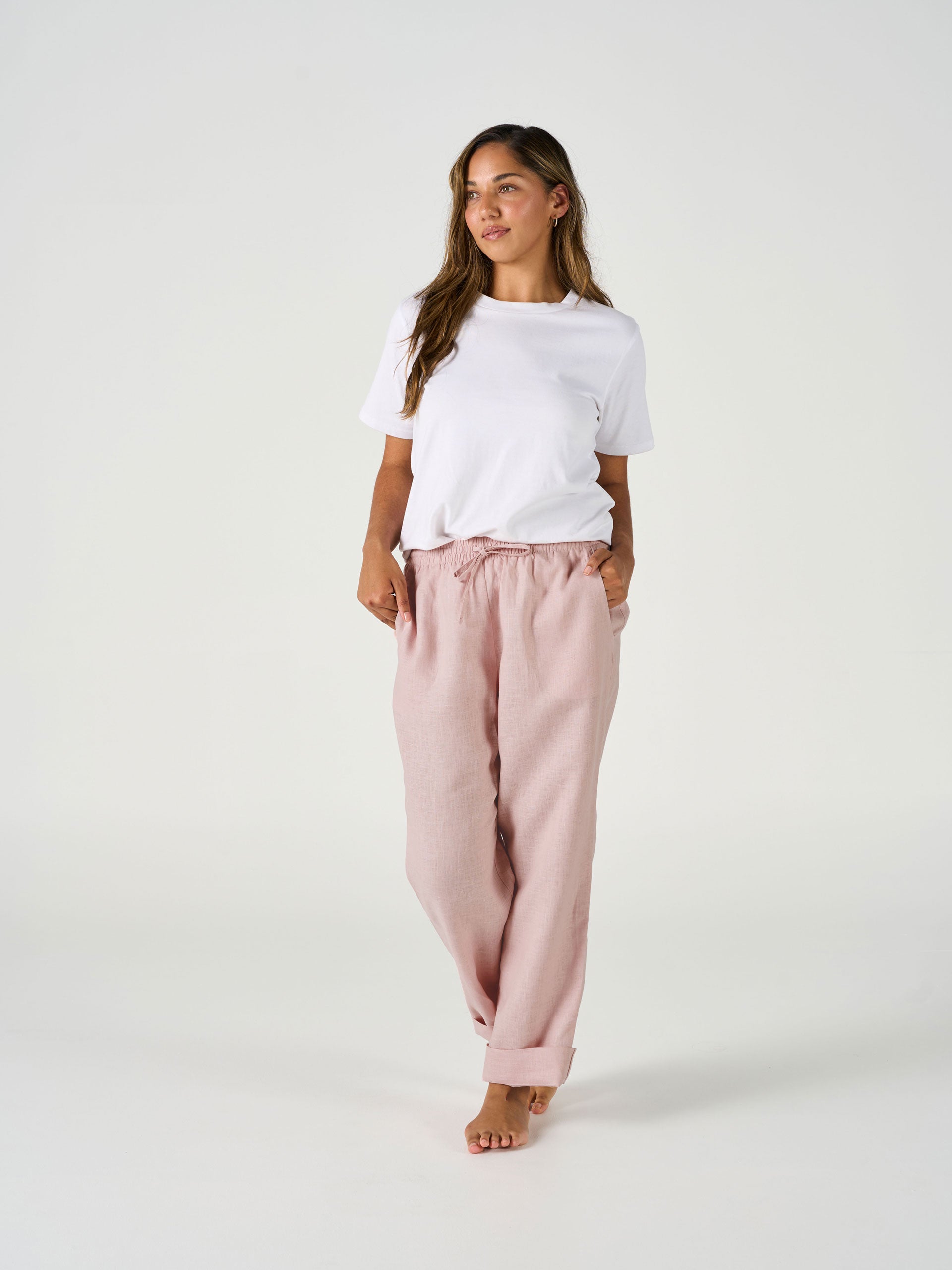 Nimes Rose Linen Pants