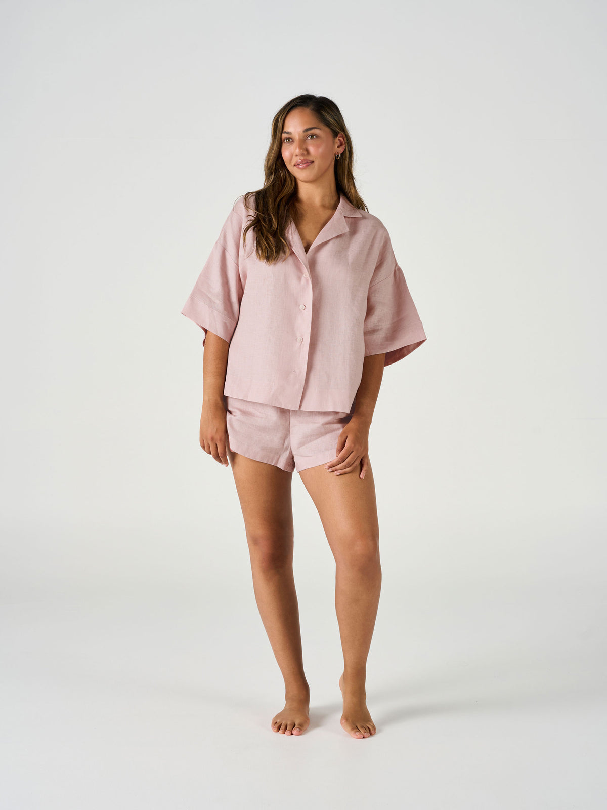 Nimes Rose Linen Wide-Sleeved Shirt