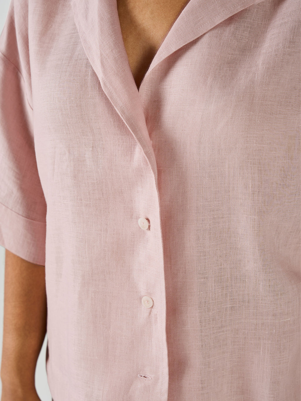 Nimes Rose Linen Wide-Sleeved Shirt