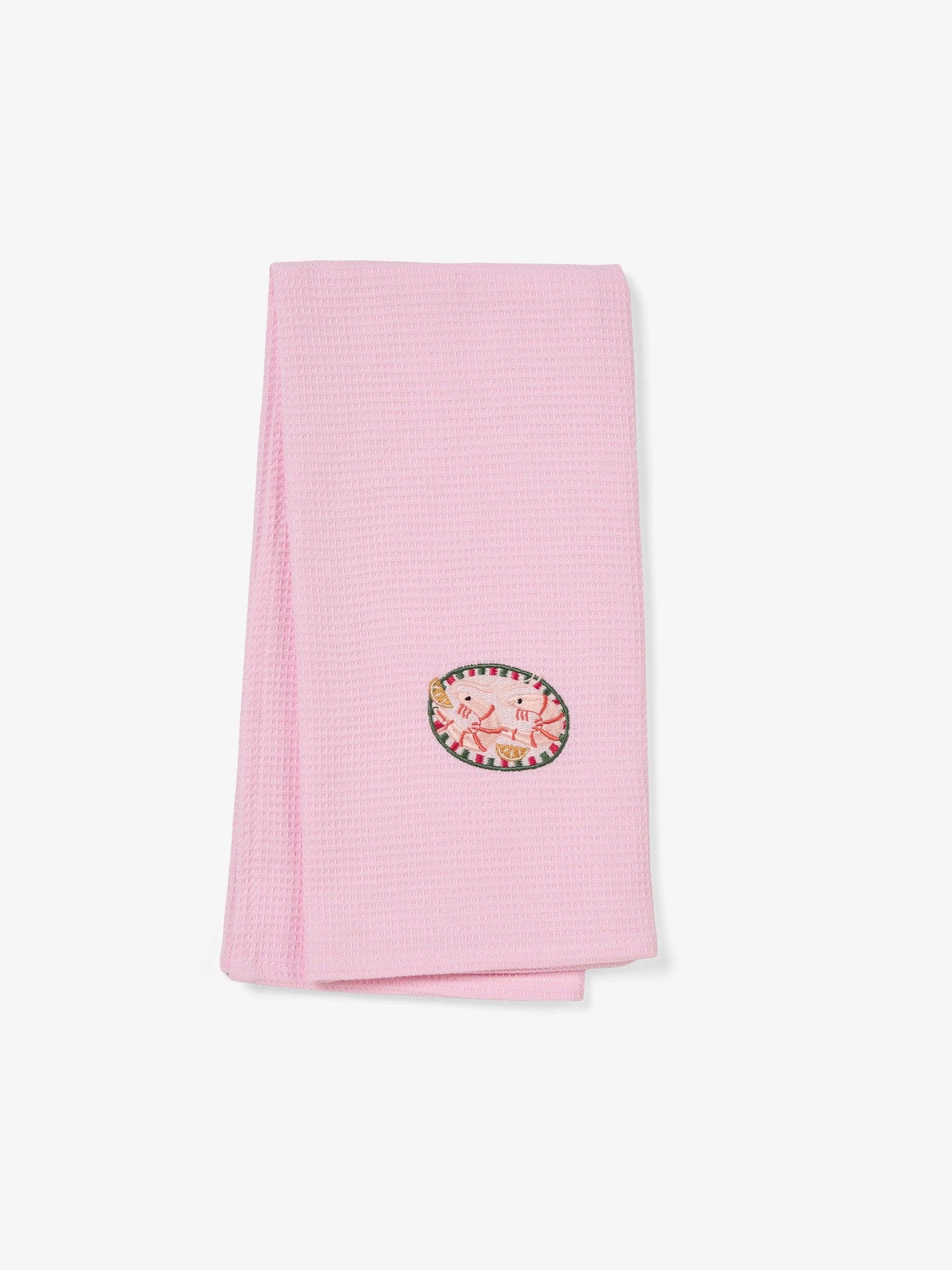 Prawns Embroidered Tea Towel