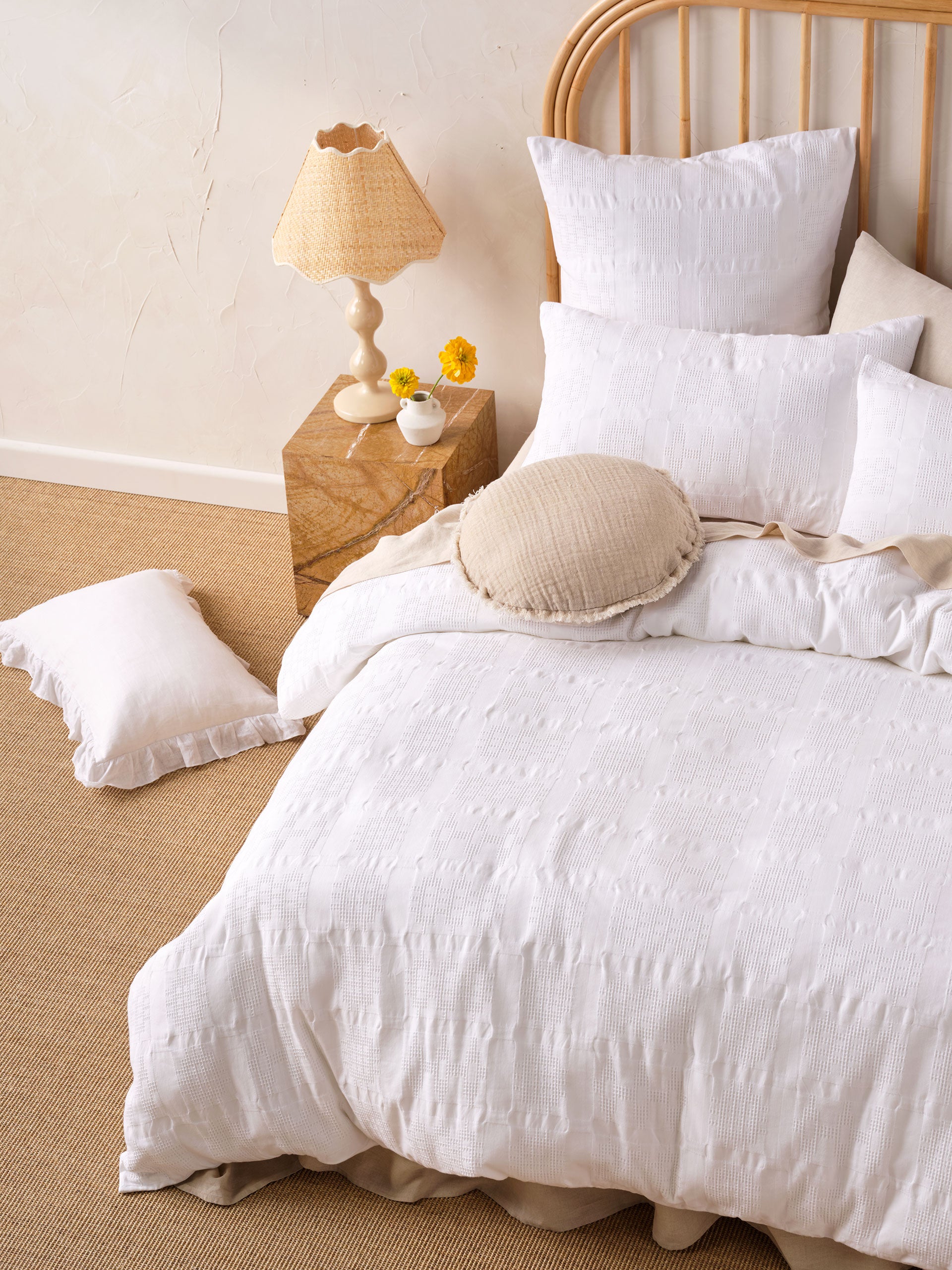 Seren White Quilt Cover Set