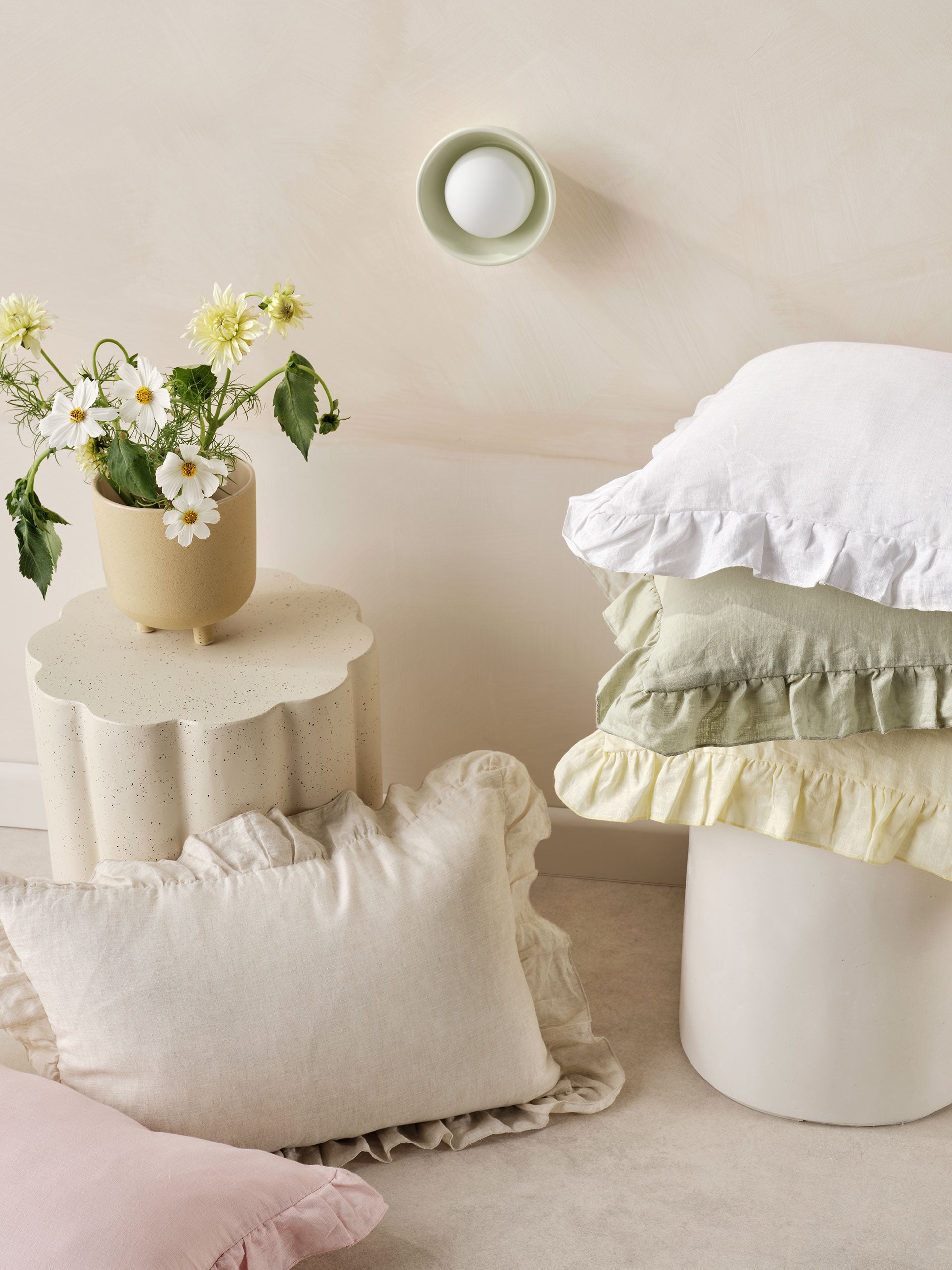 Nimes Natural Ruffle Cushion 40x60cm
