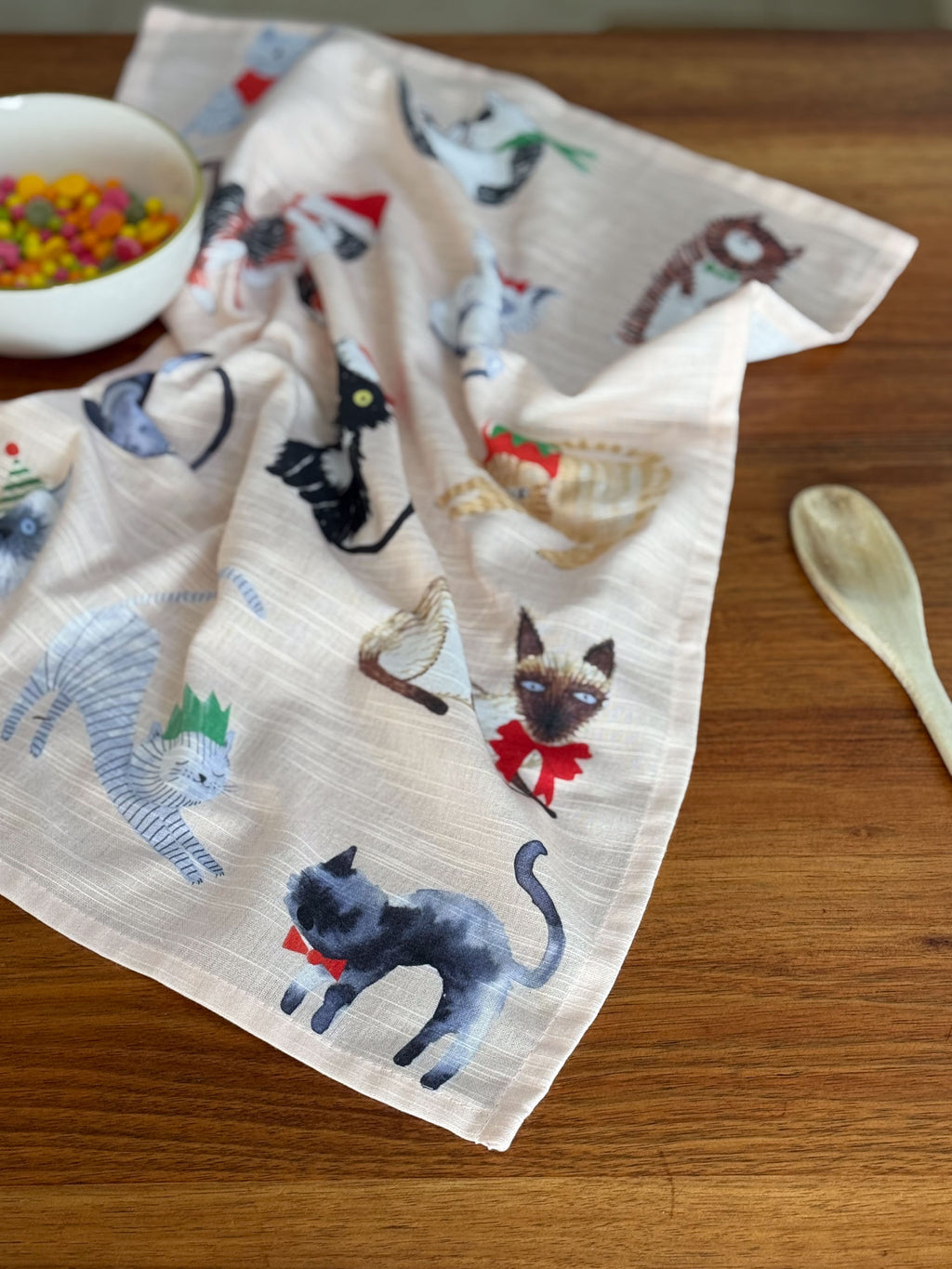 Christmas Cats Tea Towel