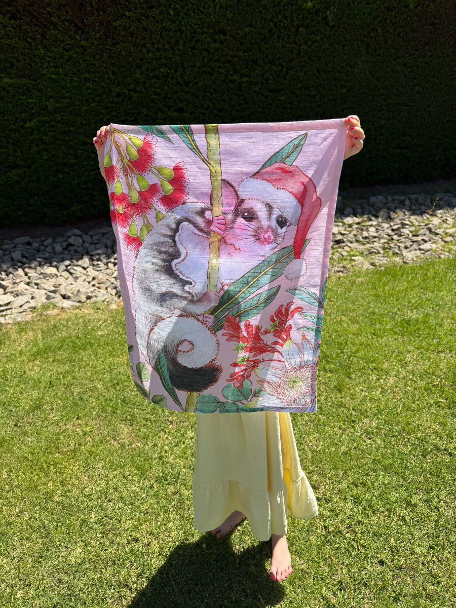Bush Christmas Possum Tea Towel