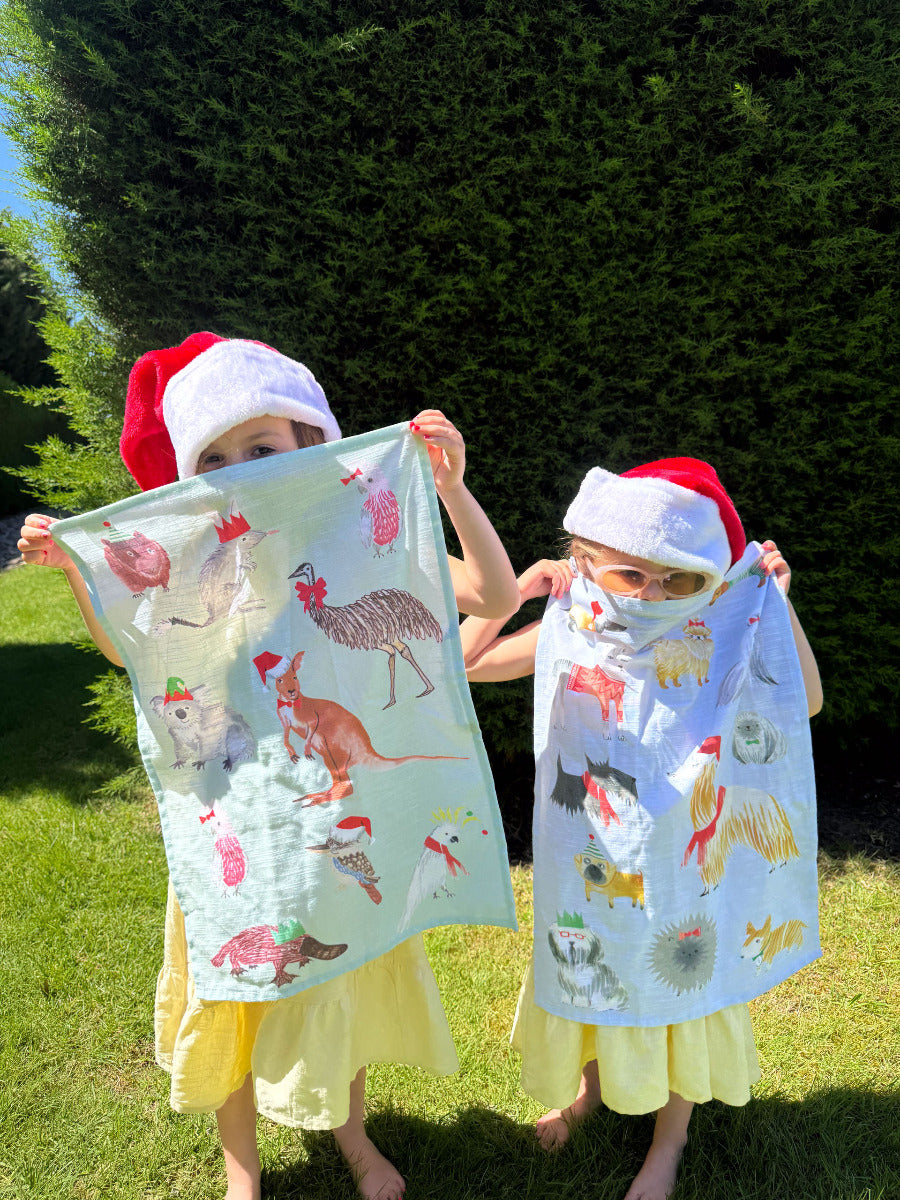 Christmas Aussie Animal Tea Towel