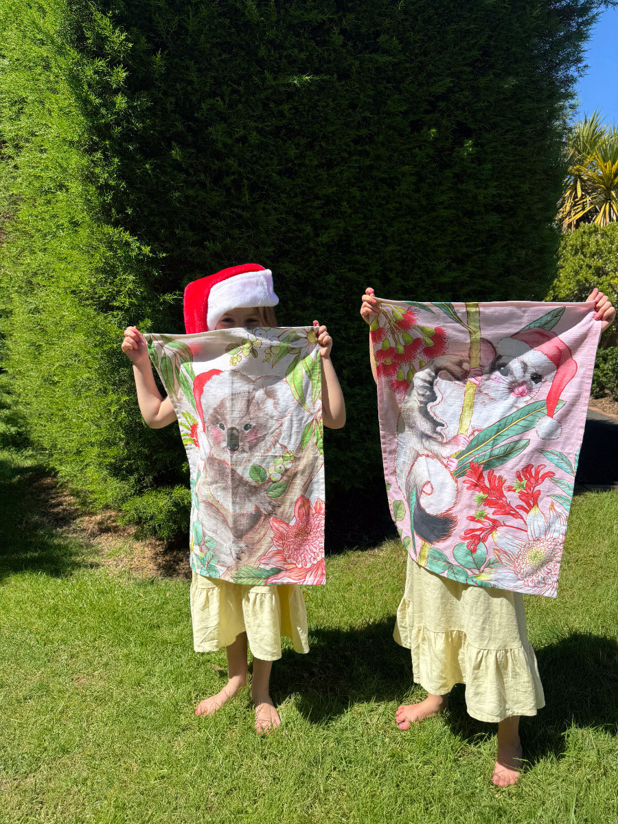 Bush Christmas Possum Tea Towel