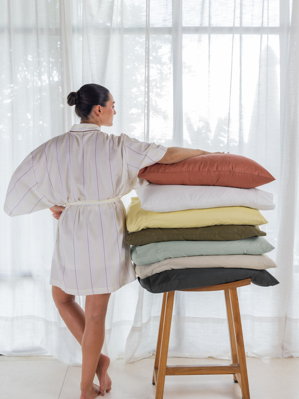 Monday Stripe White Robe