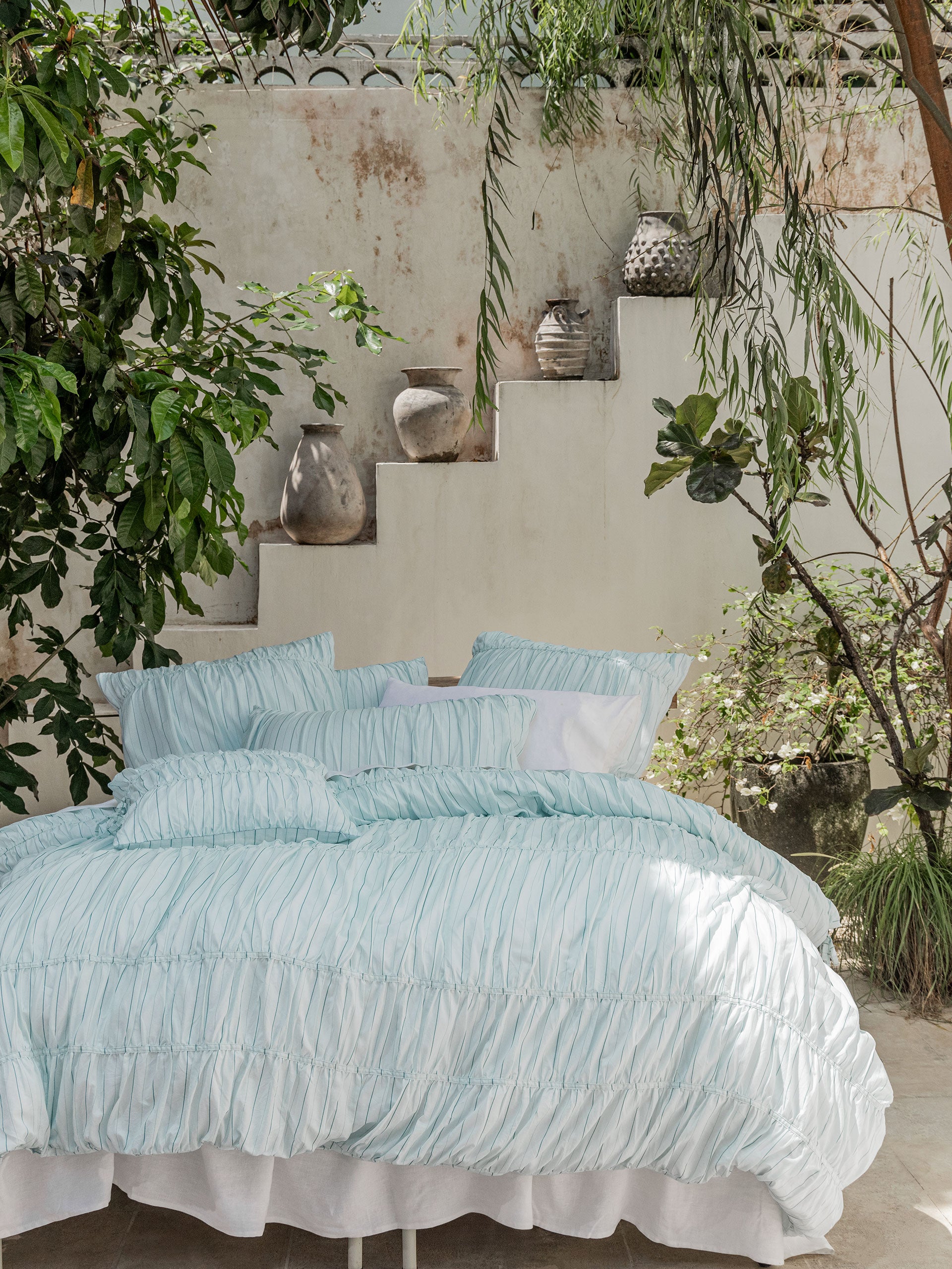 Layla Stripe Blue European Pillowcase