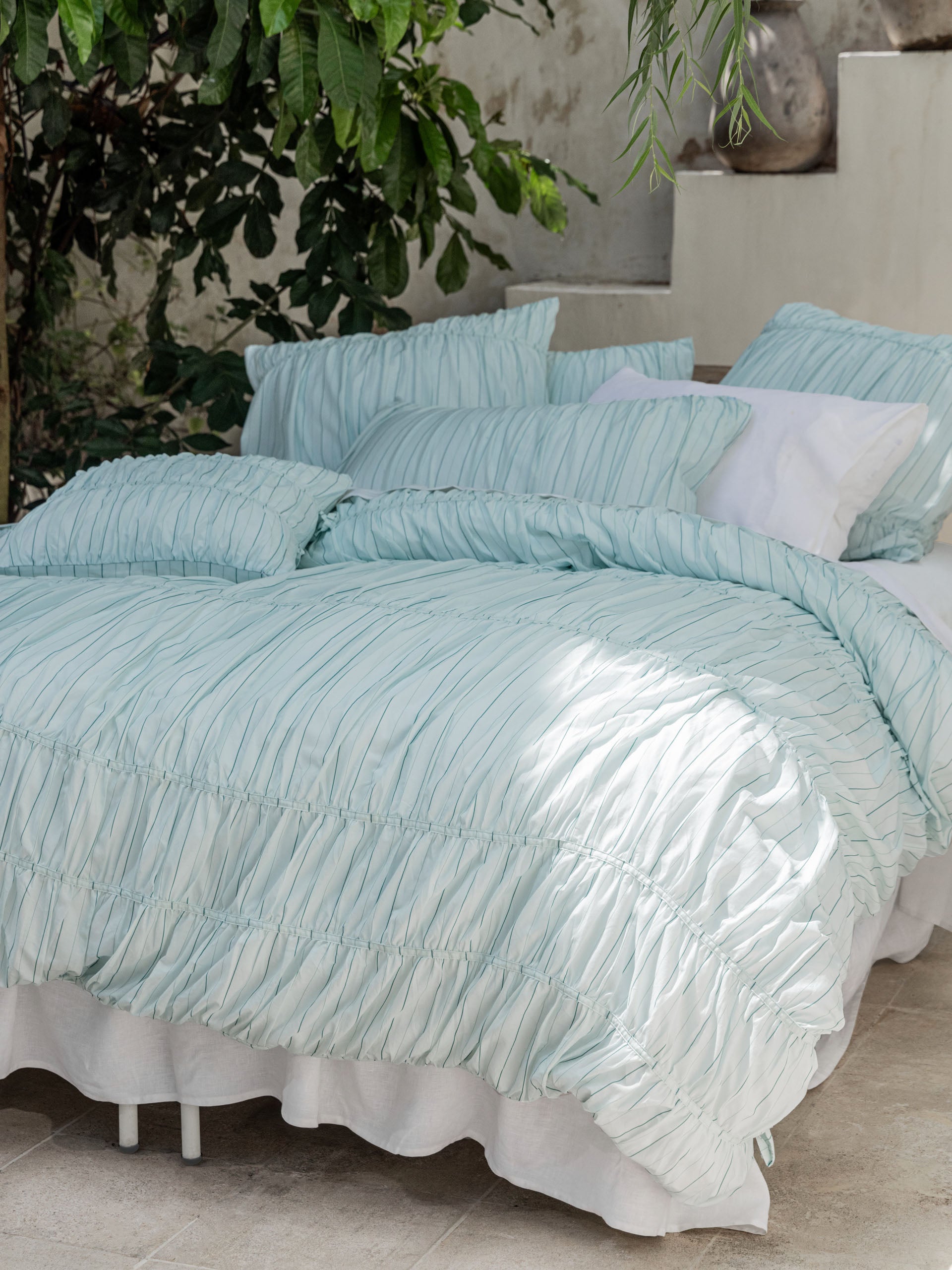 Layla Stripe Blue Quilt Cover Set