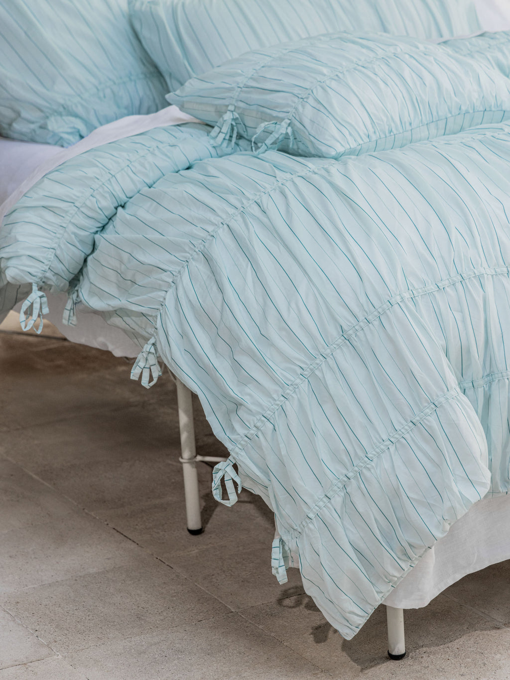 Layla Stripe Blue Quilt Cover Set