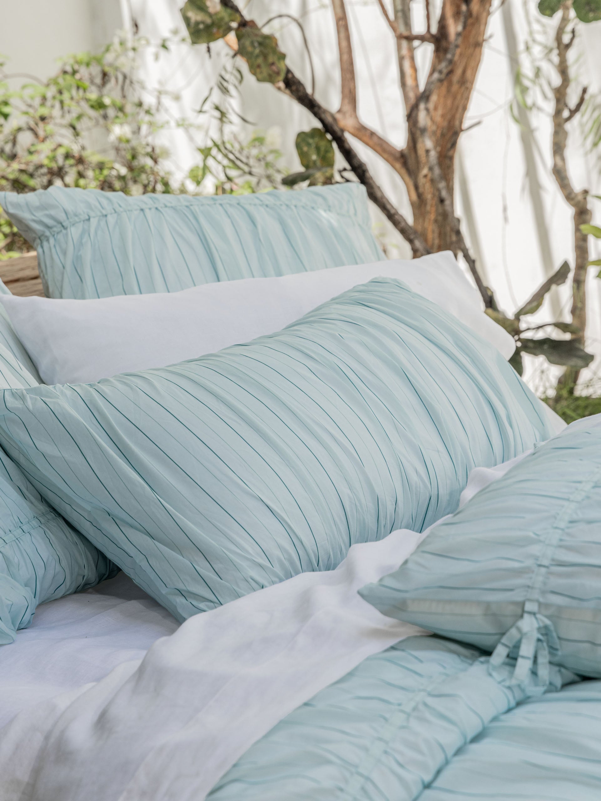 Layla Stripe Blue Quilt Cover Set