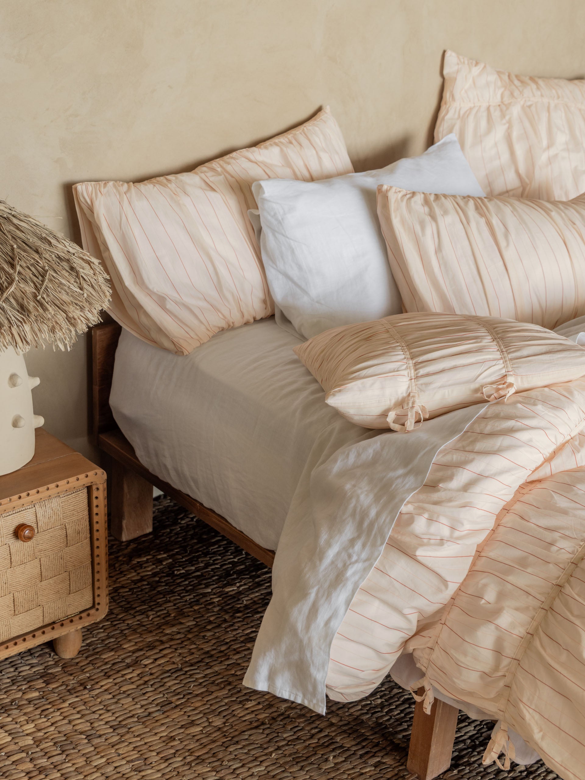 Layla Stripe Blush Quilt Cover Set