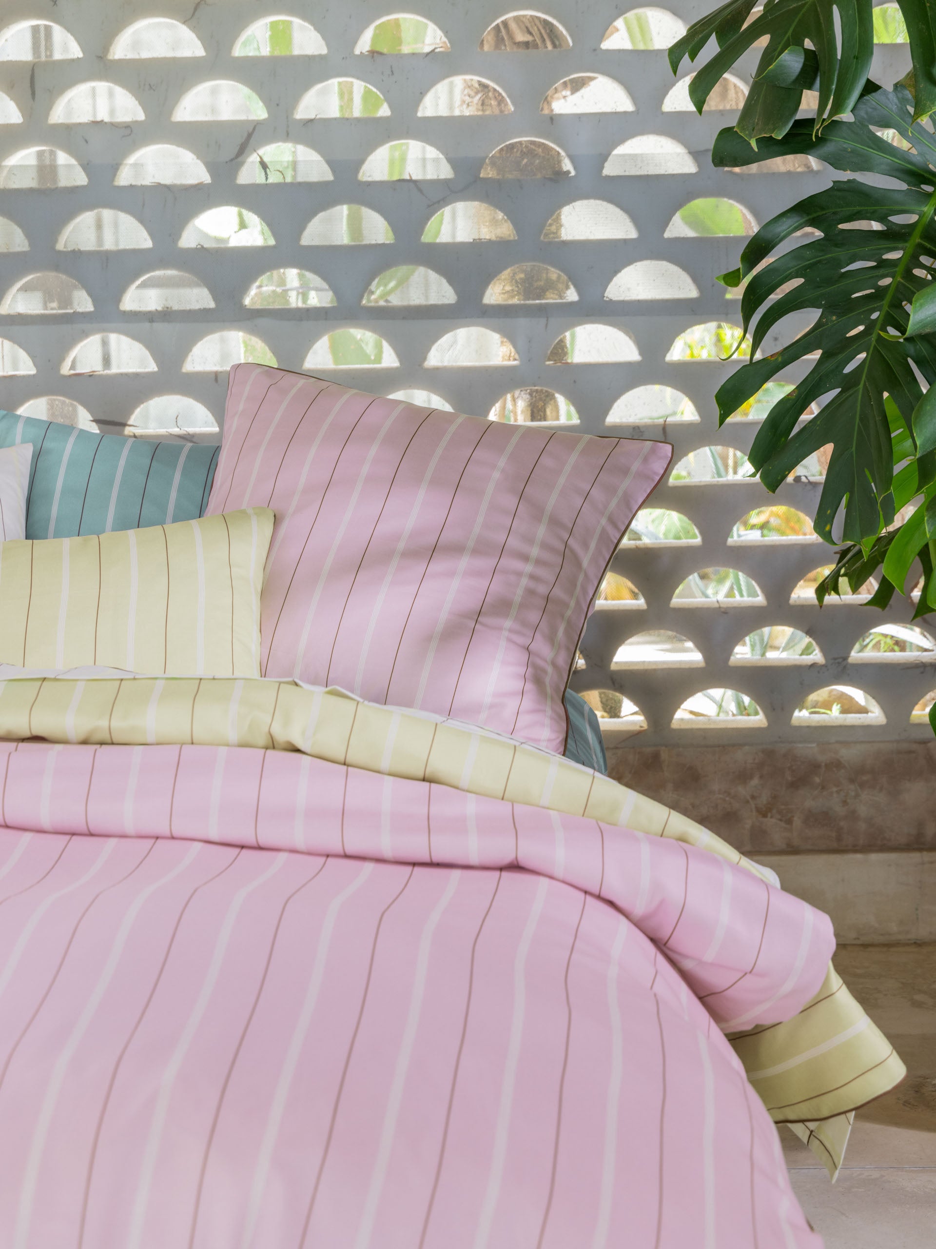 Monday Stripe Lilac Quilt Cover Set