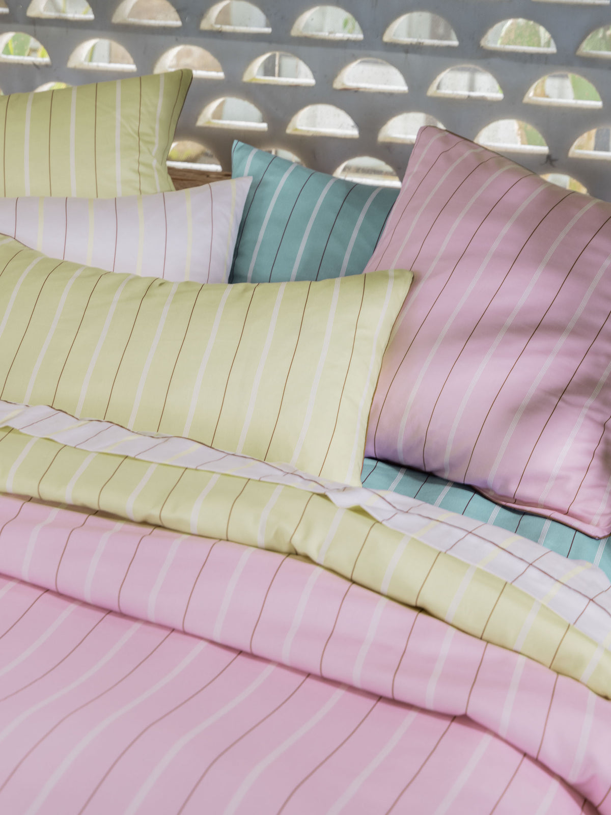 Monday Stripe Lilac Quilt Cover Set