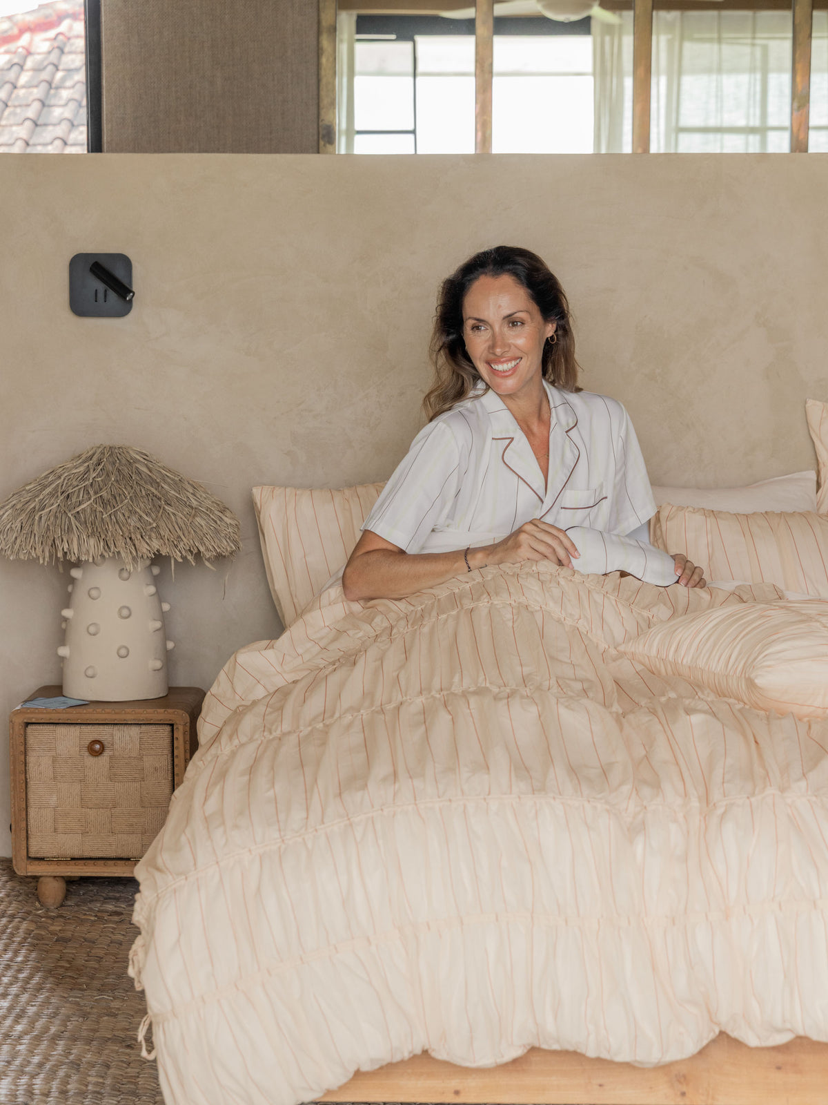Layla Stripe Blush Quilt Cover Set