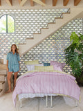 Monday Stripe Lilac Quilt Cover Set