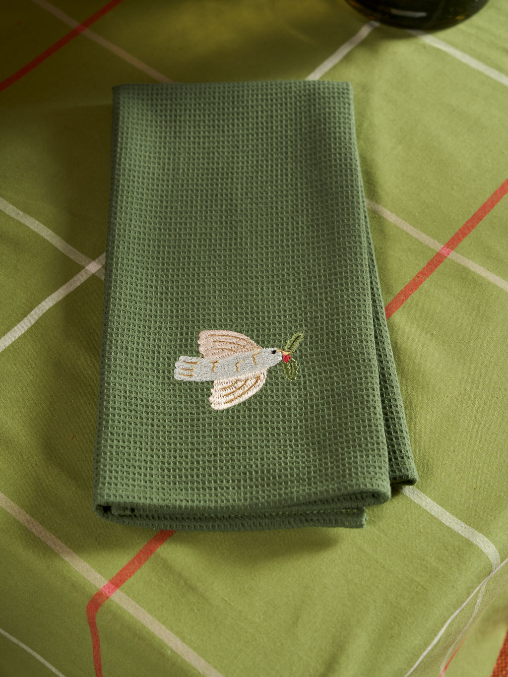 Dove Embroidered Tea Towel