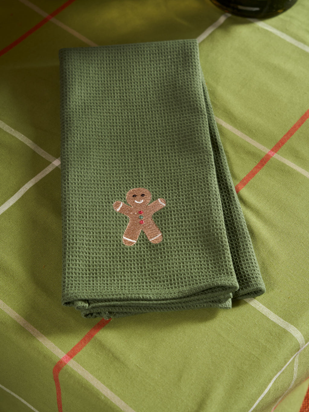Gingerbread Embroidered Tea Towel