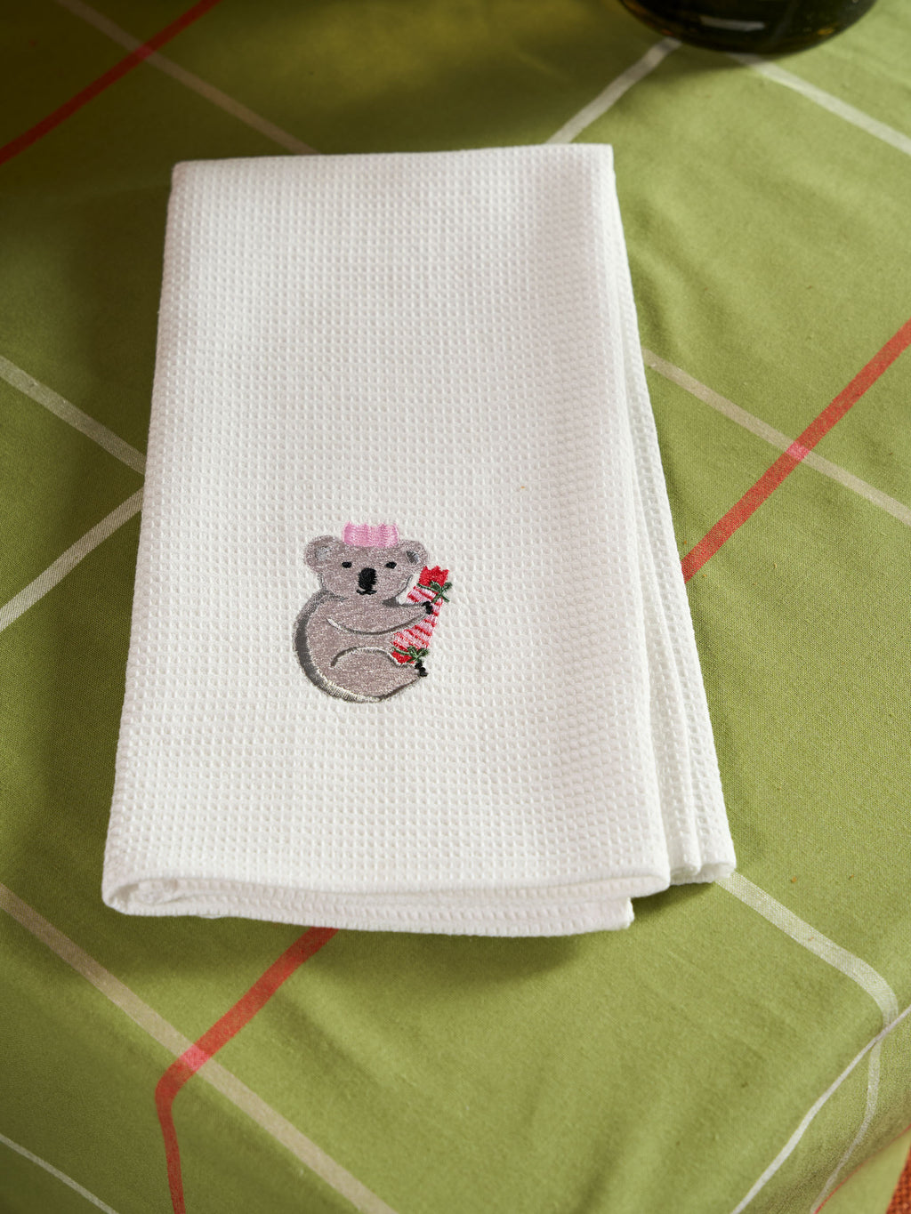 Koala Embroidered Tea Towel