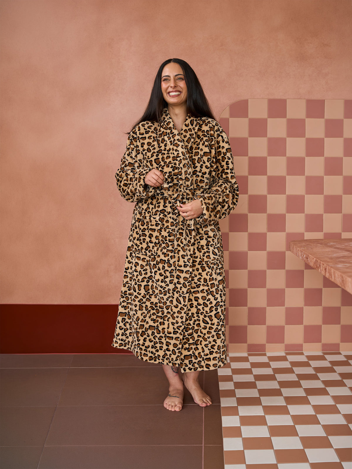 Plush Caramel Leopard Robe