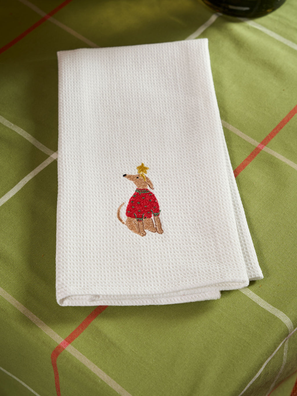 Whippet Embroidered Tea Towel